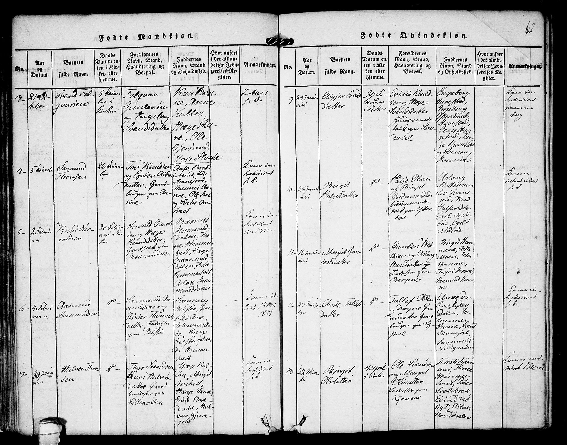 Kviteseid kirkebøker, SAKO/A-276/F/Fb/L0001: Parish register (official) no. II 1, 1815-1836, p. 62