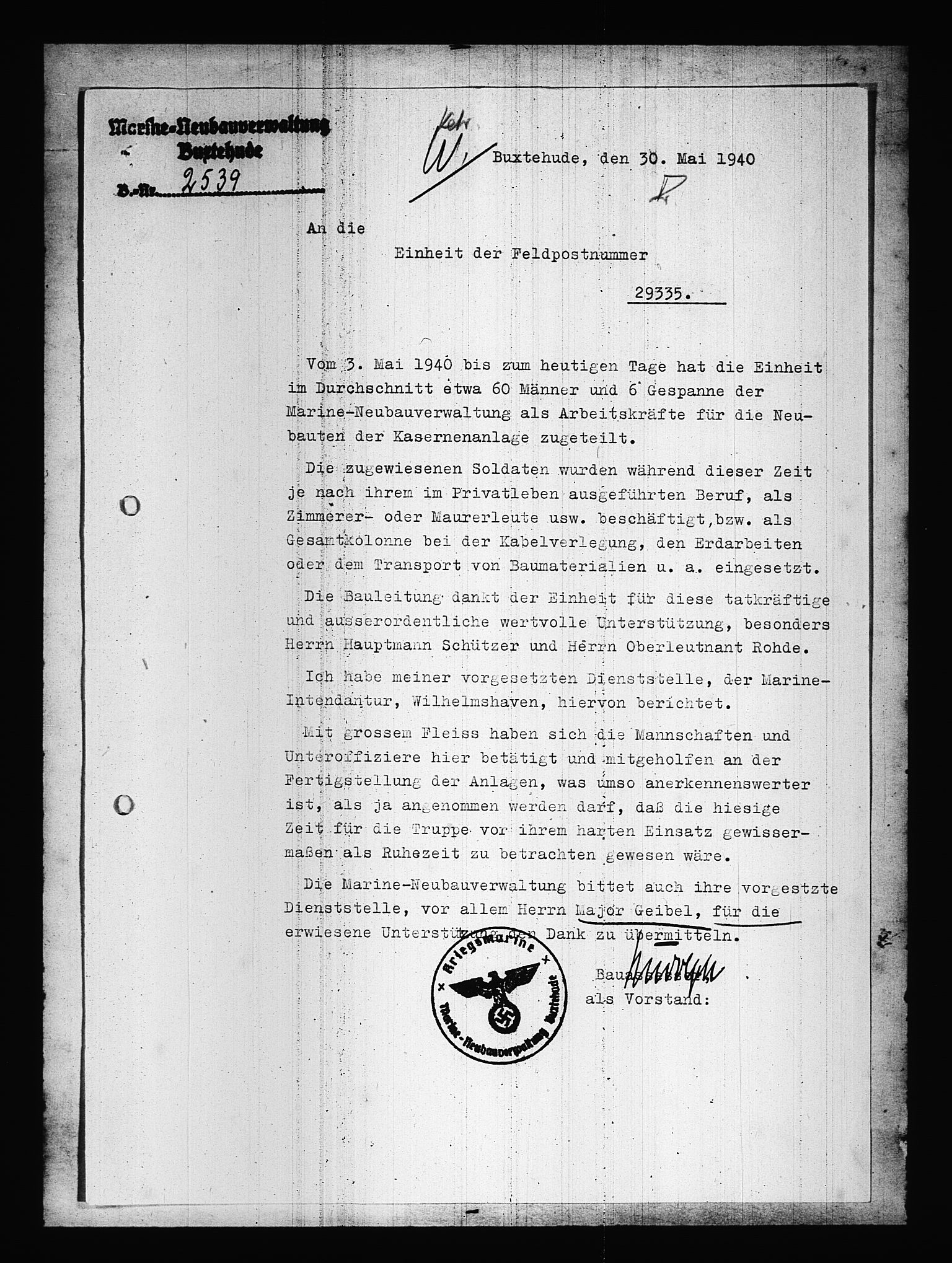 Documents Section, AV/RA-RAFA-2200/V/L0087: Amerikansk mikrofilm "Captured German Documents".
Box No. 726.  FKA jnr. 601/1954., 1940, p. 295