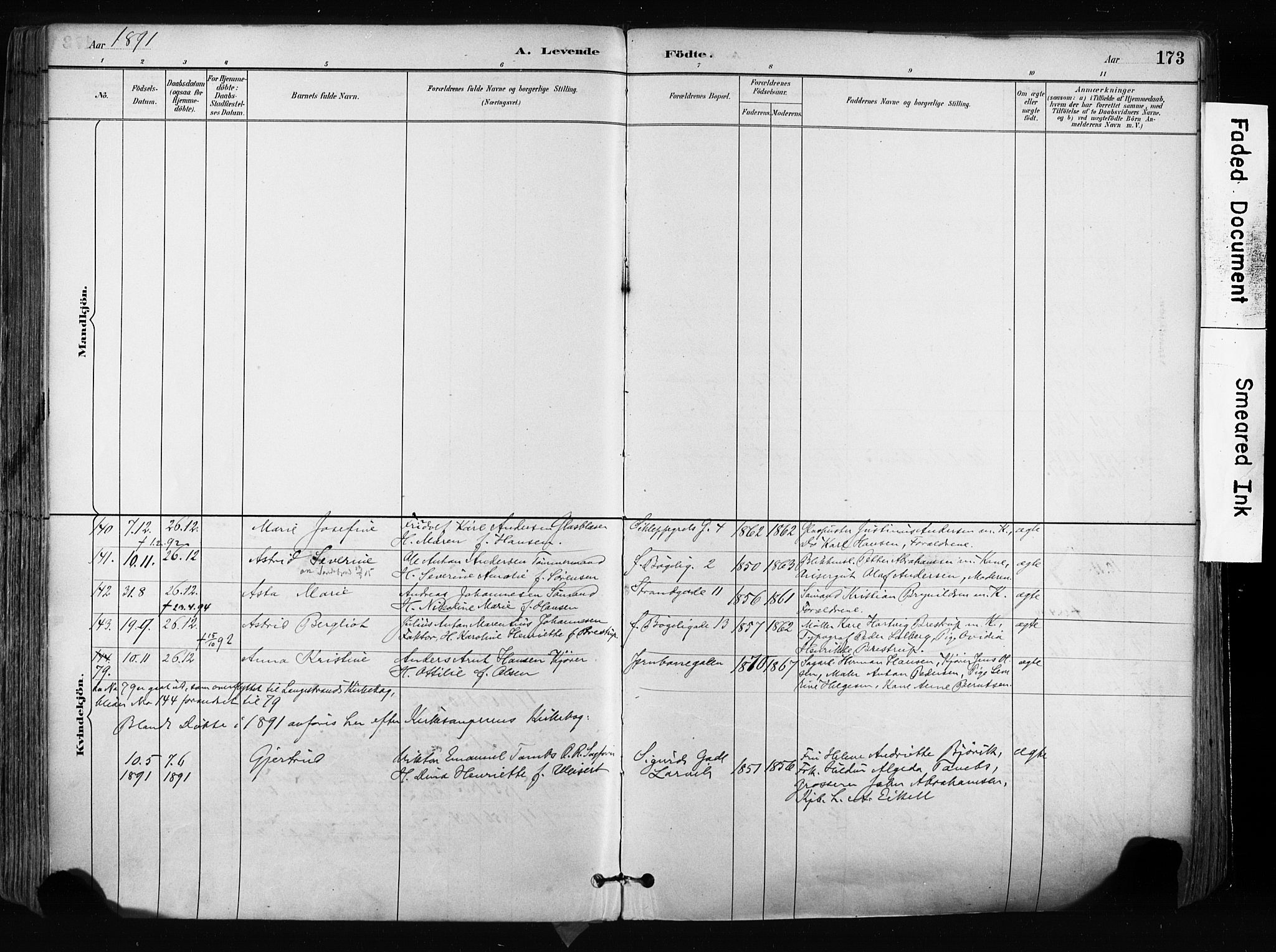 Larvik kirkebøker, AV/SAKO-A-352/F/Fa/L0009: Parish register (official) no. I 9, 1884-1904, p. 173