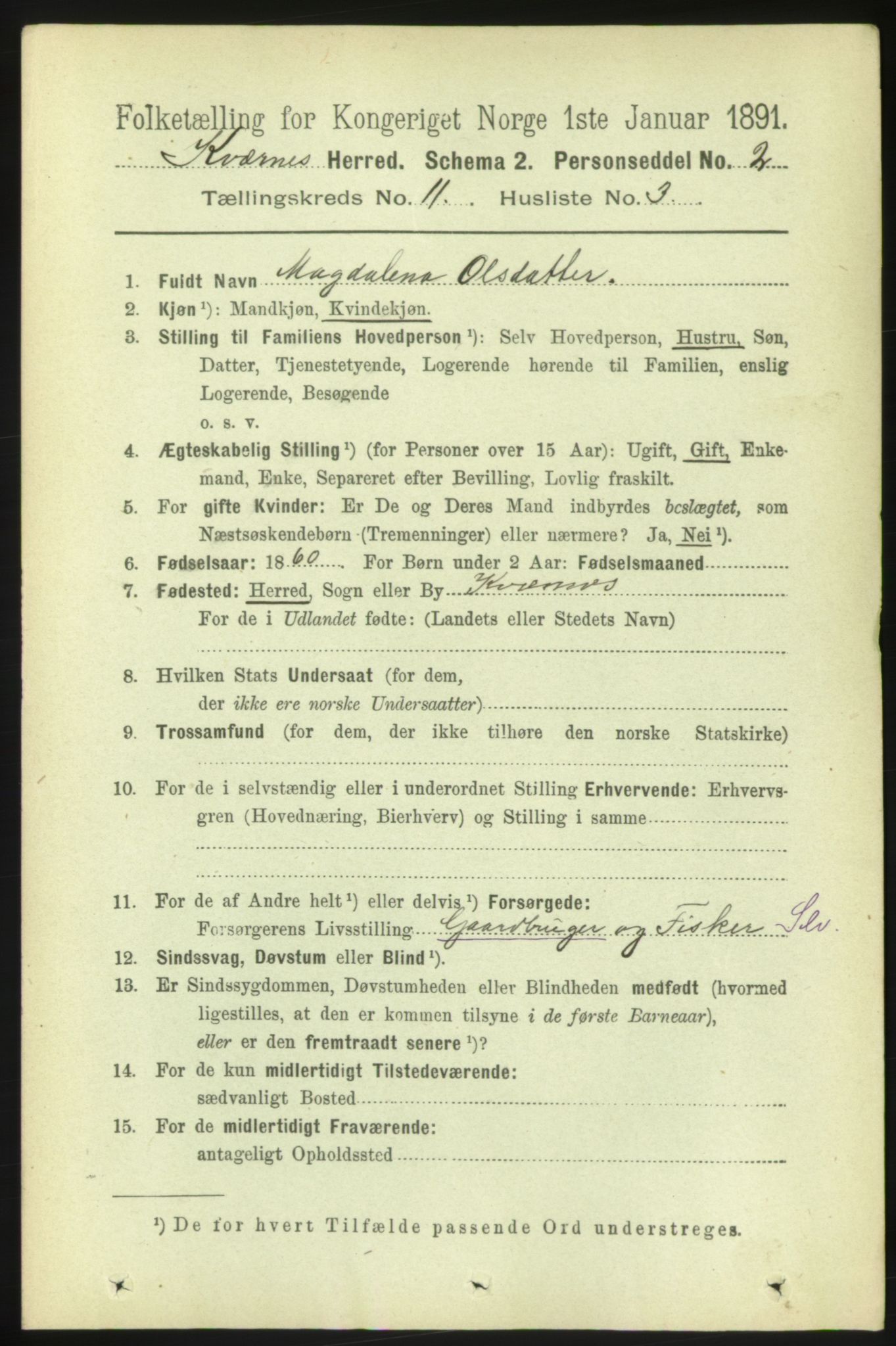 RA, 1891 census for 1553 Kvernes, 1891, p. 4823