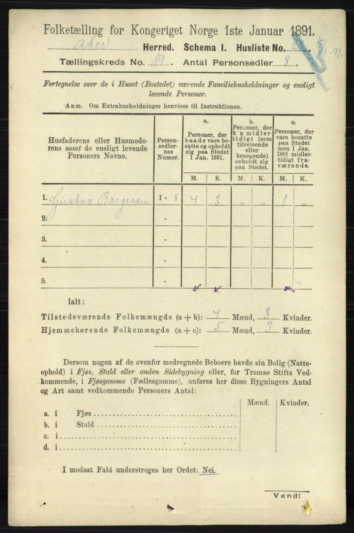 RA, 1891 census for 0218 Aker, 1891, p. 17764