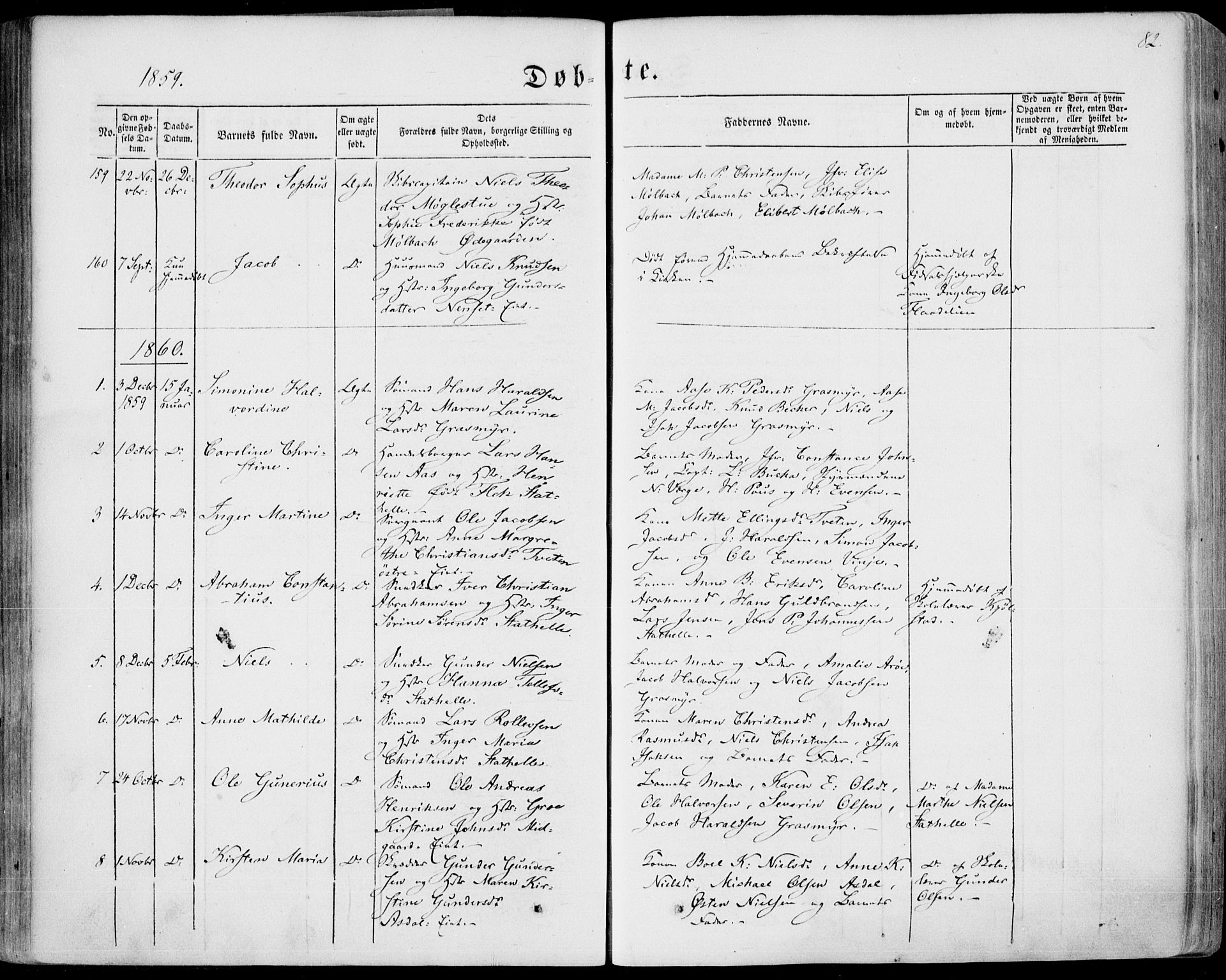 Bamble kirkebøker, SAKO/A-253/F/Fa/L0005: Parish register (official) no. I 5, 1854-1869, p. 82