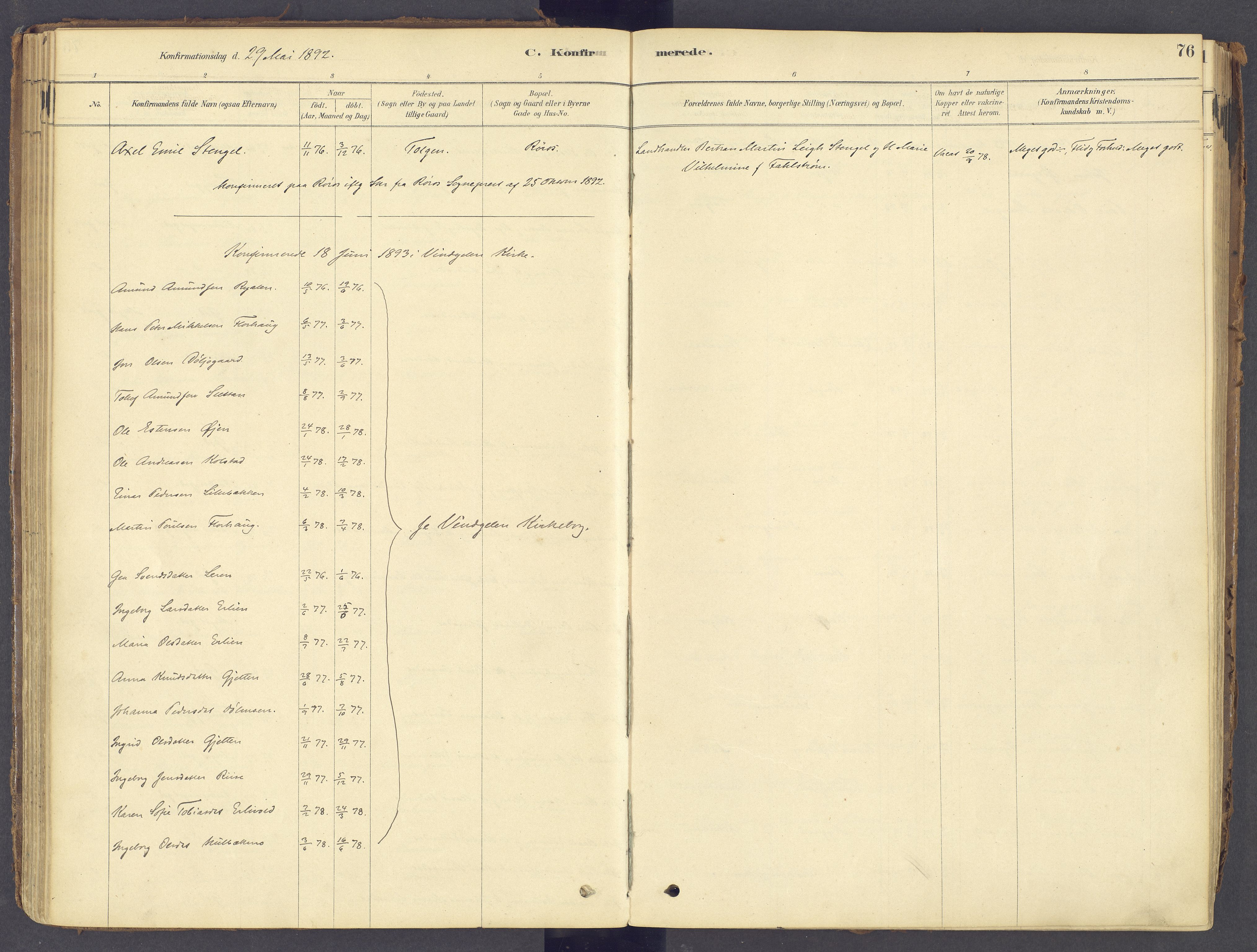 Tolga prestekontor, AV/SAH-PREST-062/K/L0011: Parish register (official) no. 11, 1877-1920, p. 76