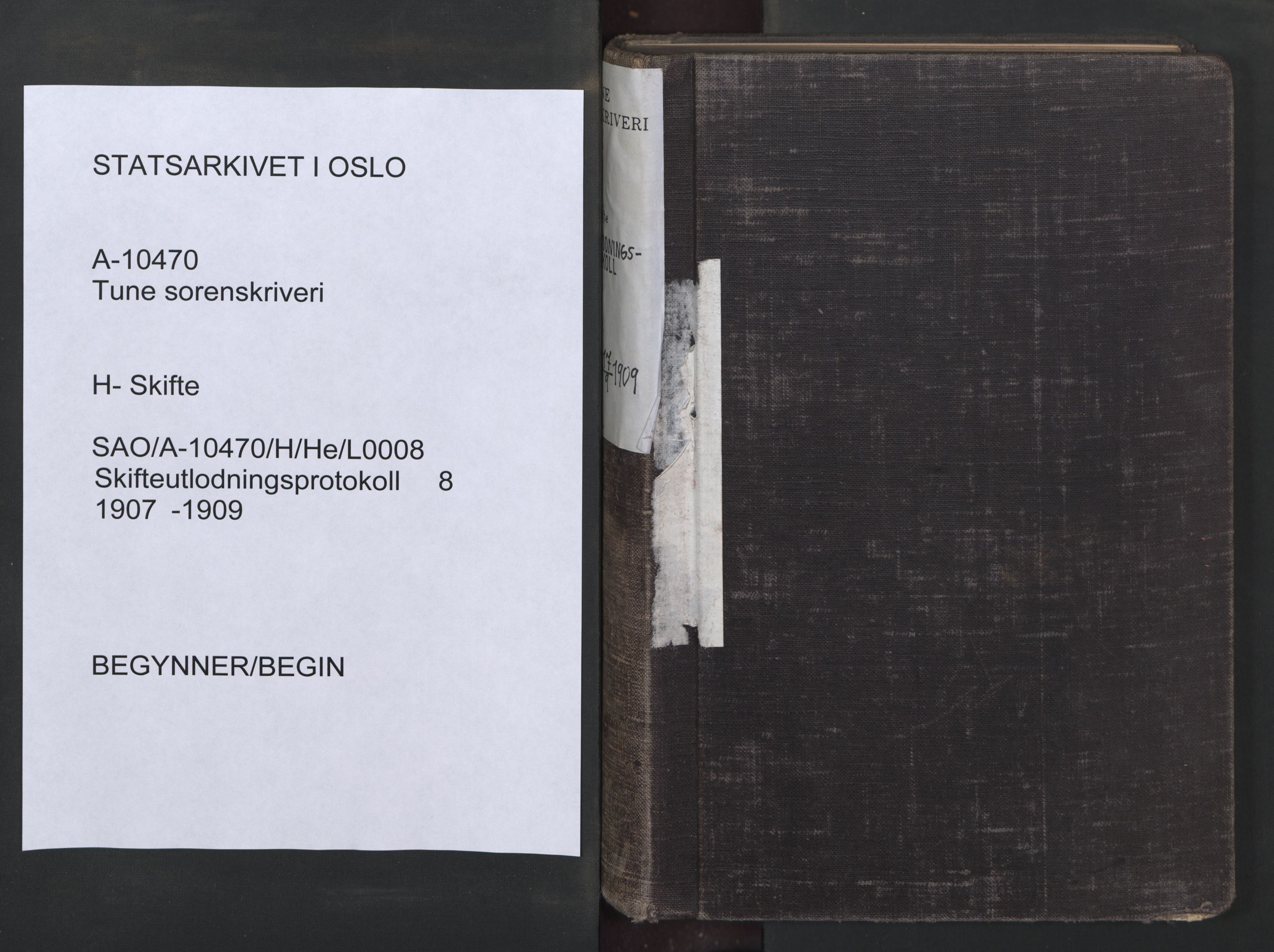 Tune sorenskriveri, AV/SAO-A-10470/H/He/L0008: Skifteutlodningsprotokoller, 1907-1909