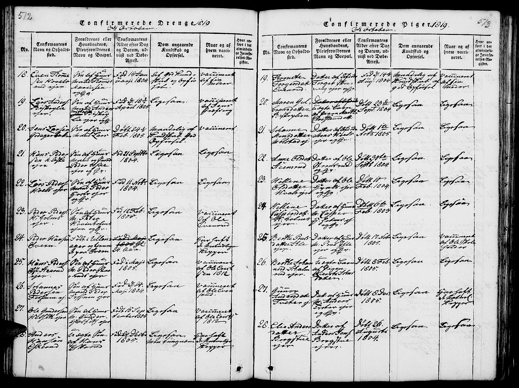 Nes prestekontor, Hedmark, AV/SAH-PREST-020/L/La/L0003: Parish register (copy) no. 3, 1814-1831, p. 512-513