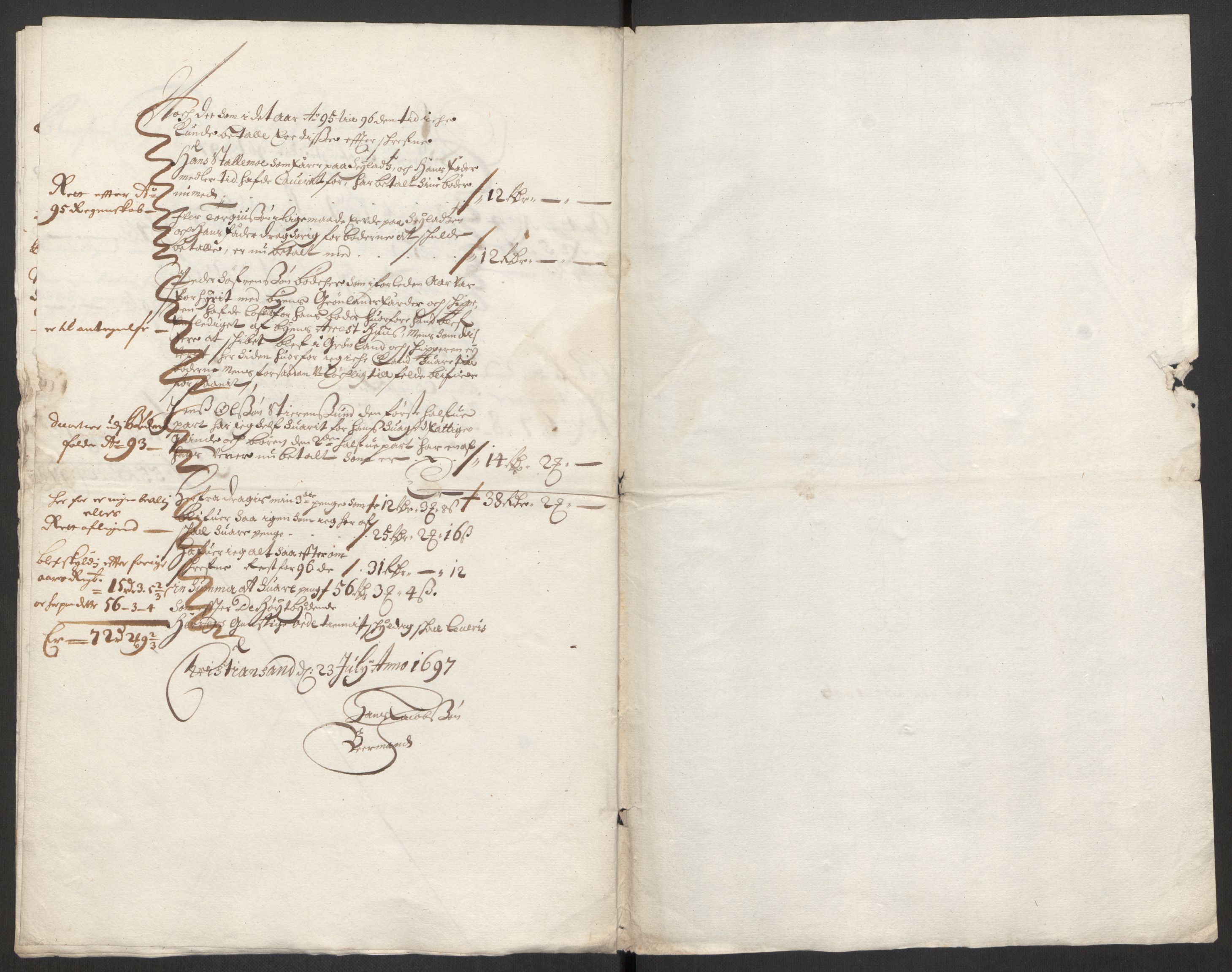 Rentekammeret inntil 1814, Reviderte regnskaper, Byregnskaper, RA/EA-4066/R/Rm/L0285: [M18] Sikt og sakefall, 1681-1718, p. 247