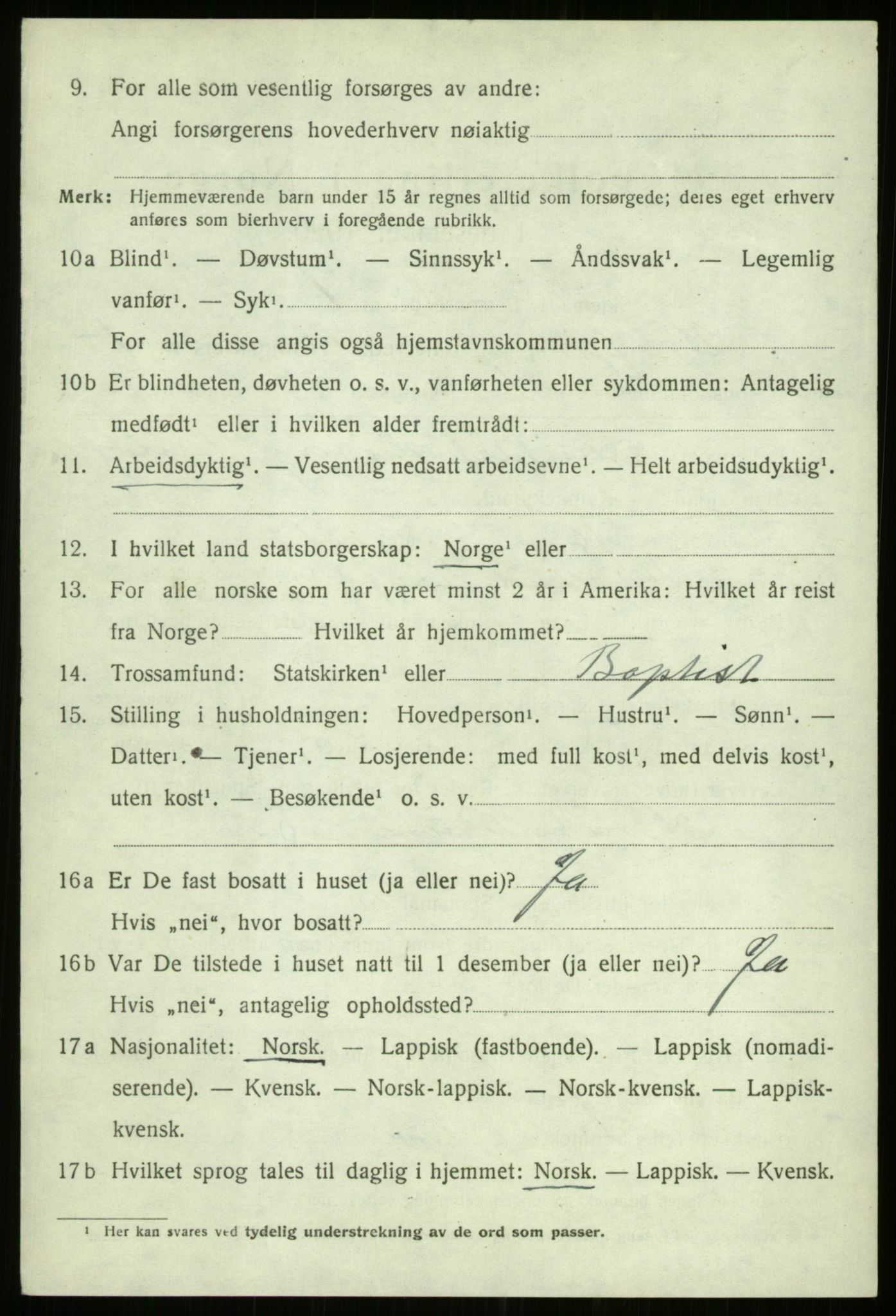 SATØ, 1920 census for Kvæfjord, 1920, p. 3464