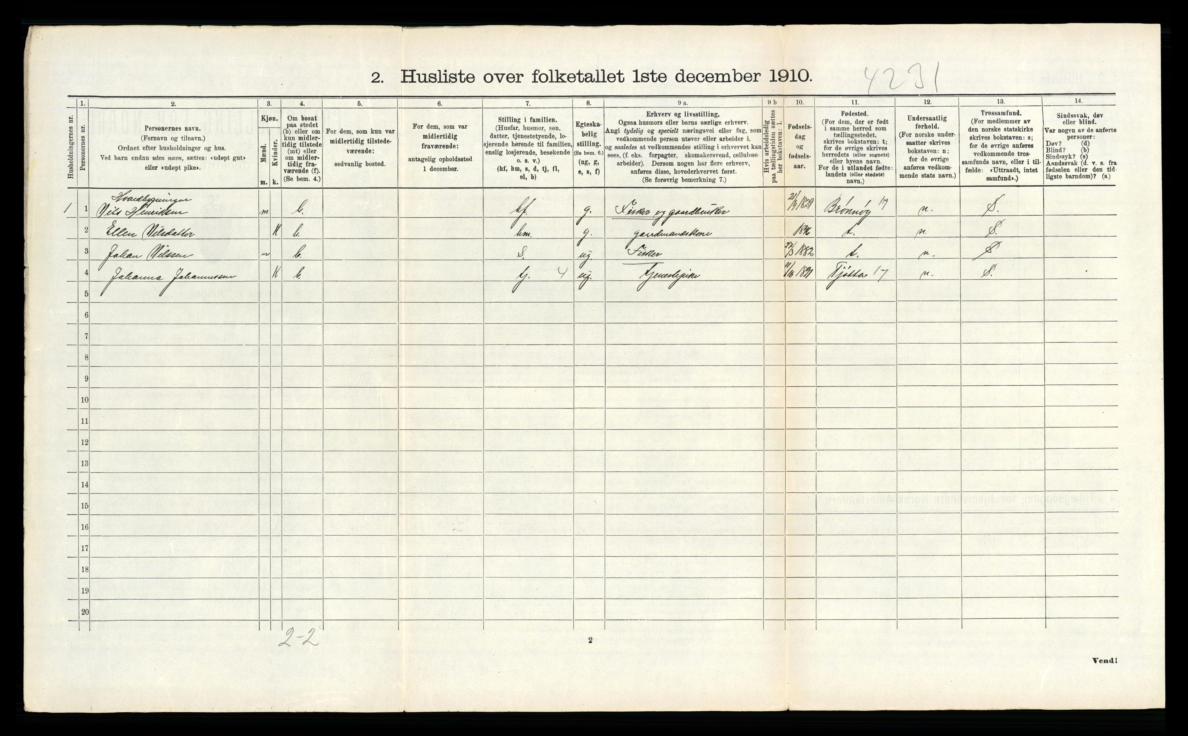 RA, 1910 census for Vega, 1910, p. 293