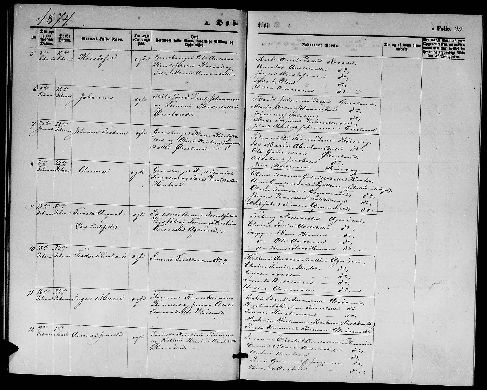 Høvåg sokneprestkontor, AV/SAK-1111-0025/F/Fb/L0003: Parish register (copy) no. B 3, 1870-1882, p. 30