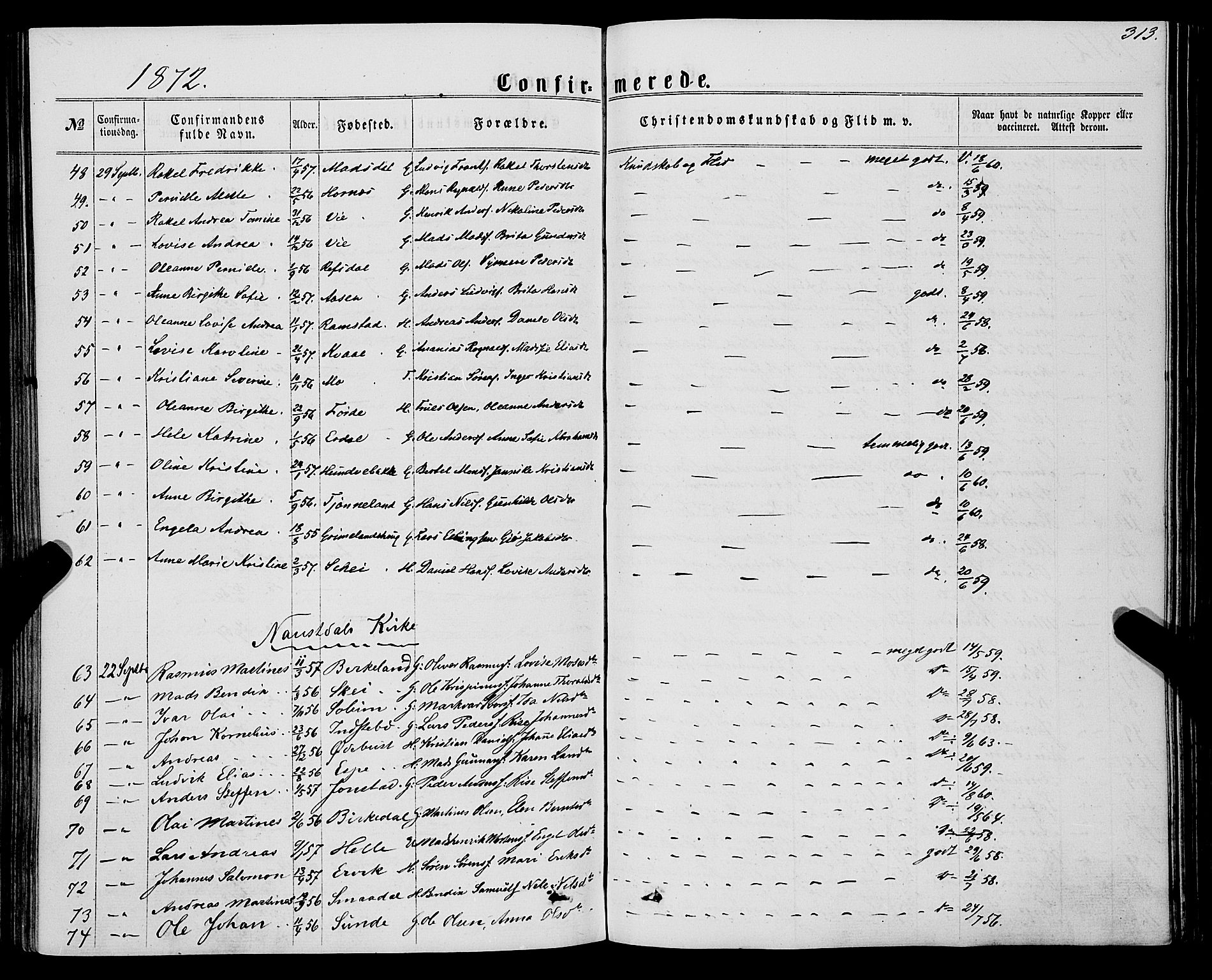 Førde sokneprestembete, AV/SAB-A-79901/H/Haa/Haaa/L0009: Parish register (official) no. A 9, 1861-1877, p. 313