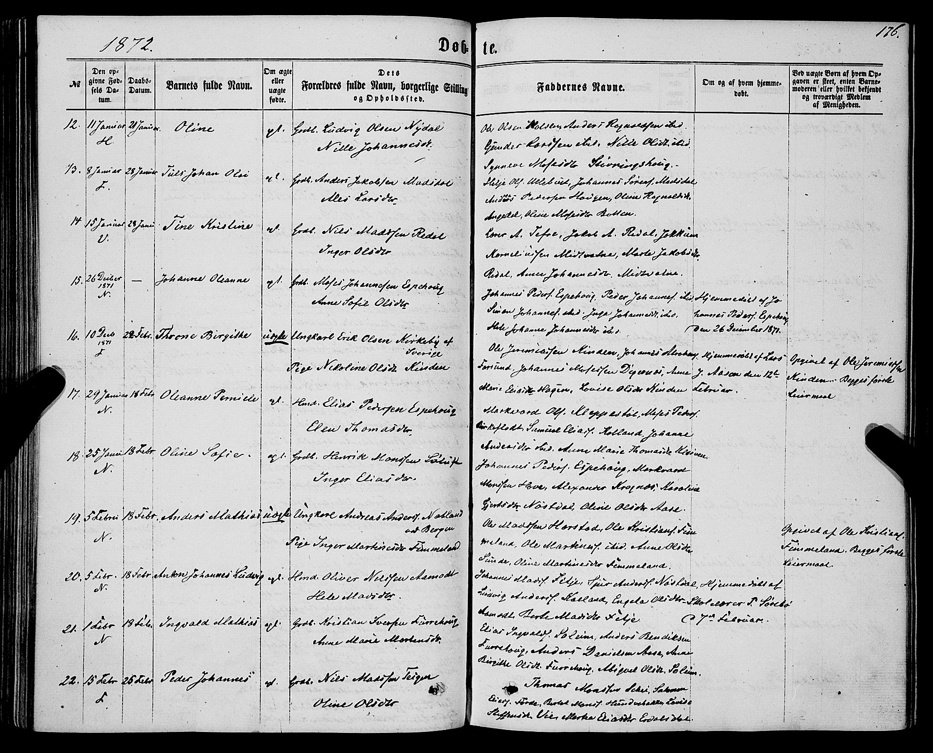 Førde sokneprestembete, SAB/A-79901/H/Haa/Haaa/L0009: Parish register (official) no. A 9, 1861-1877, p. 176
