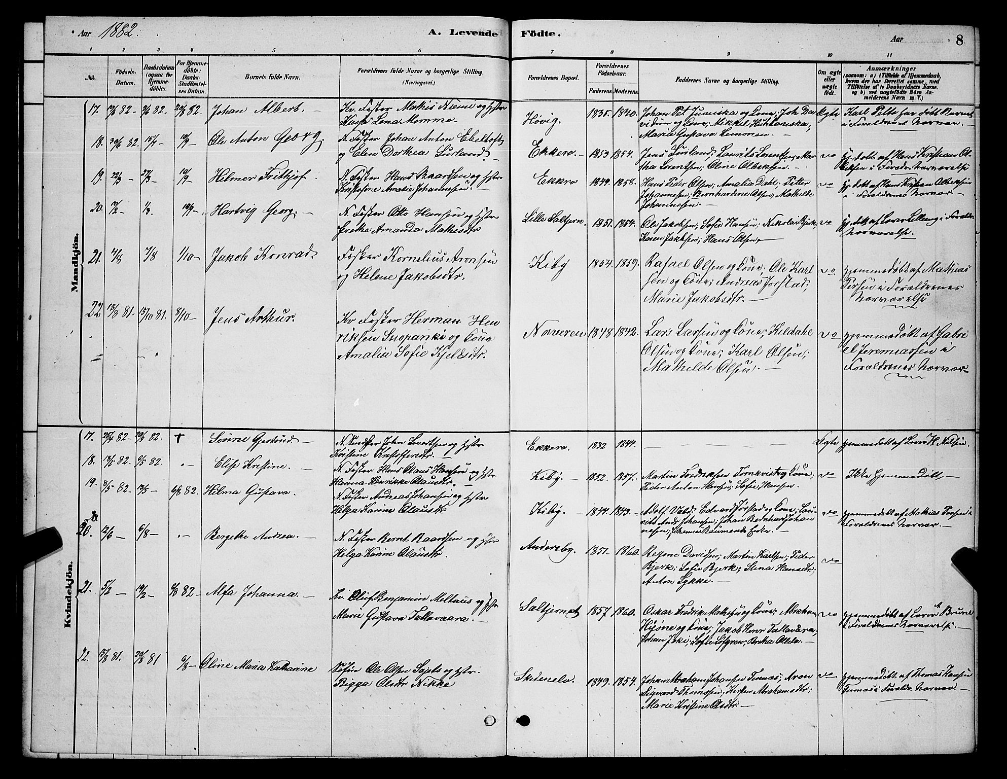 Vadsø sokneprestkontor, SATØ/S-1325/H/Hb/L0003klokker: Parish register (copy) no. 3, 1881-1901, p. 8