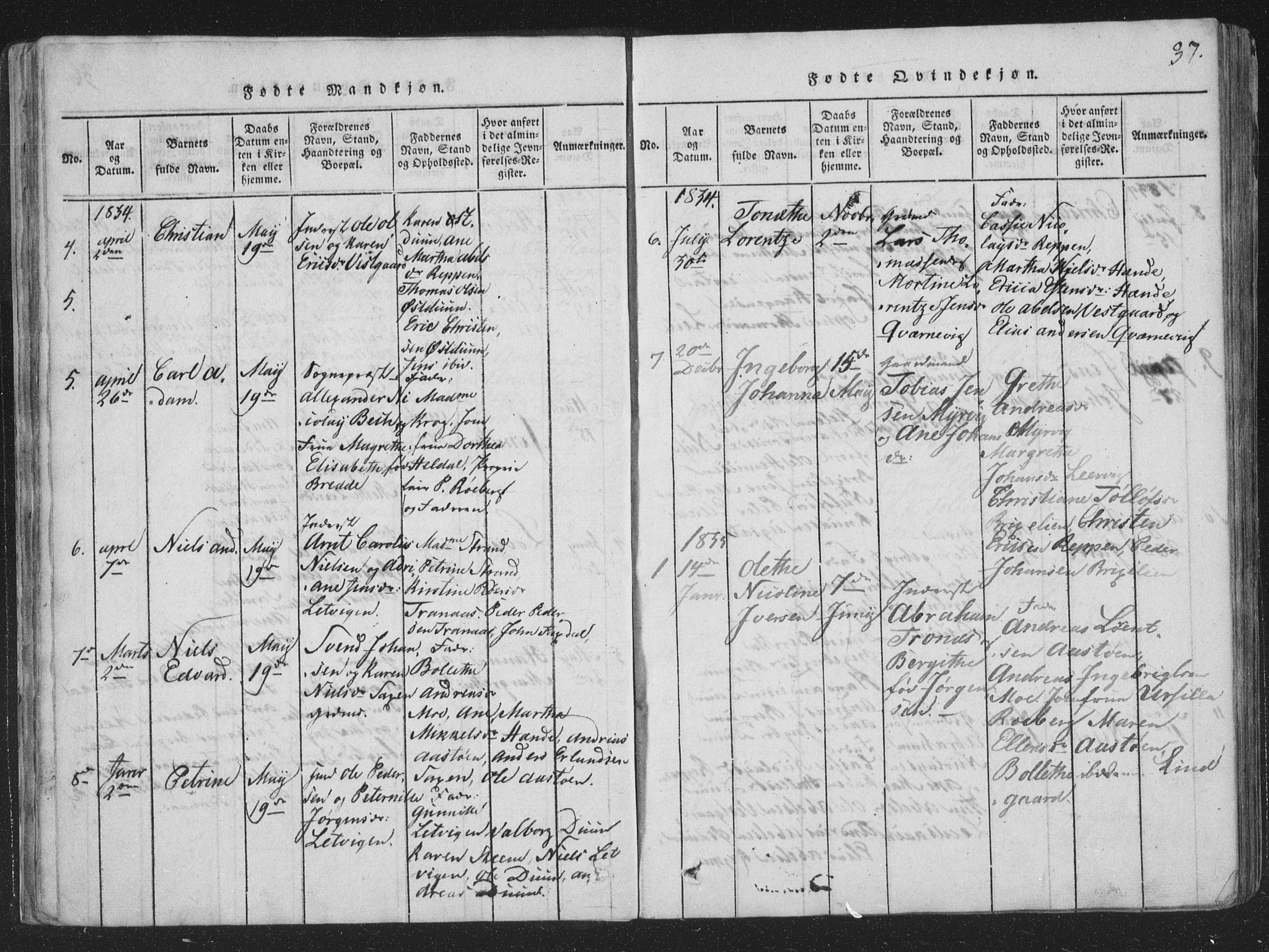 Ministerialprotokoller, klokkerbøker og fødselsregistre - Nord-Trøndelag, SAT/A-1458/773/L0613: Parish register (official) no. 773A04, 1815-1845, p. 37