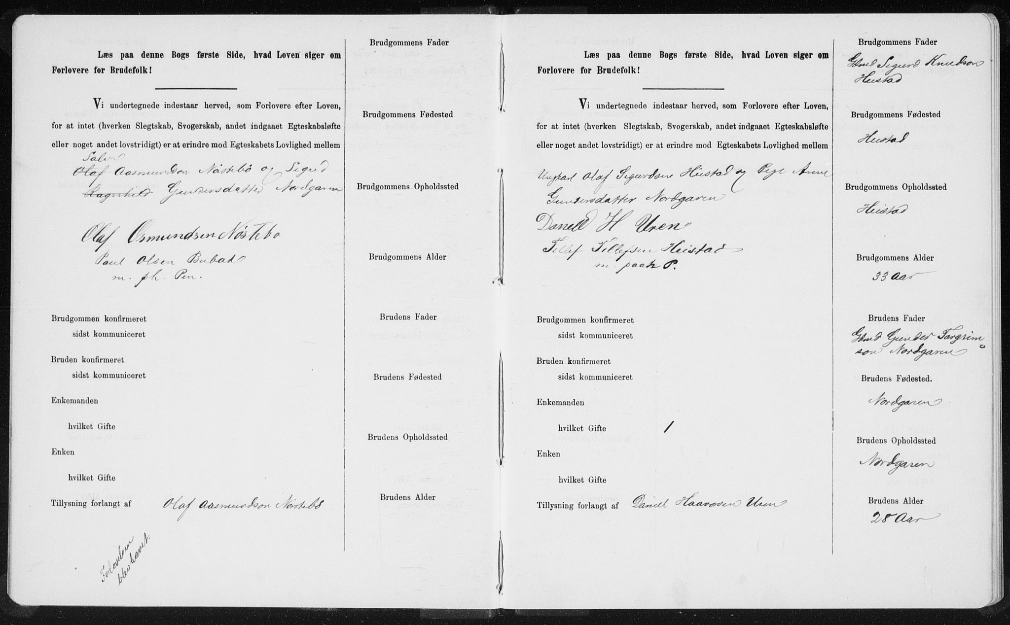 Bygland sokneprestkontor, AV/SAK-1111-0006/F/Fe/L0001: Banns register no. II.5.1, 1887-1908