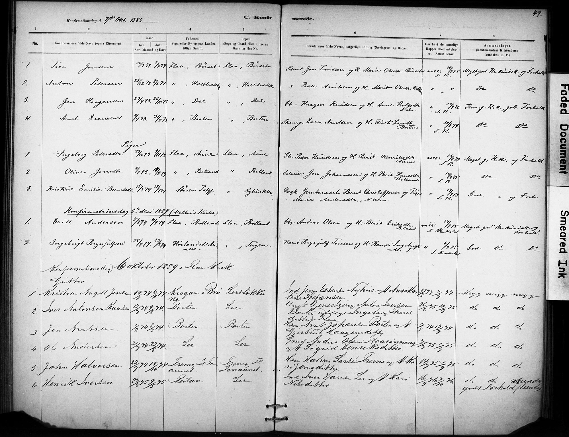 Ministerialprotokoller, klokkerbøker og fødselsregistre - Sør-Trøndelag, AV/SAT-A-1456/693/L1119: Parish register (official) no. 693A01, 1887-1905, p. 49