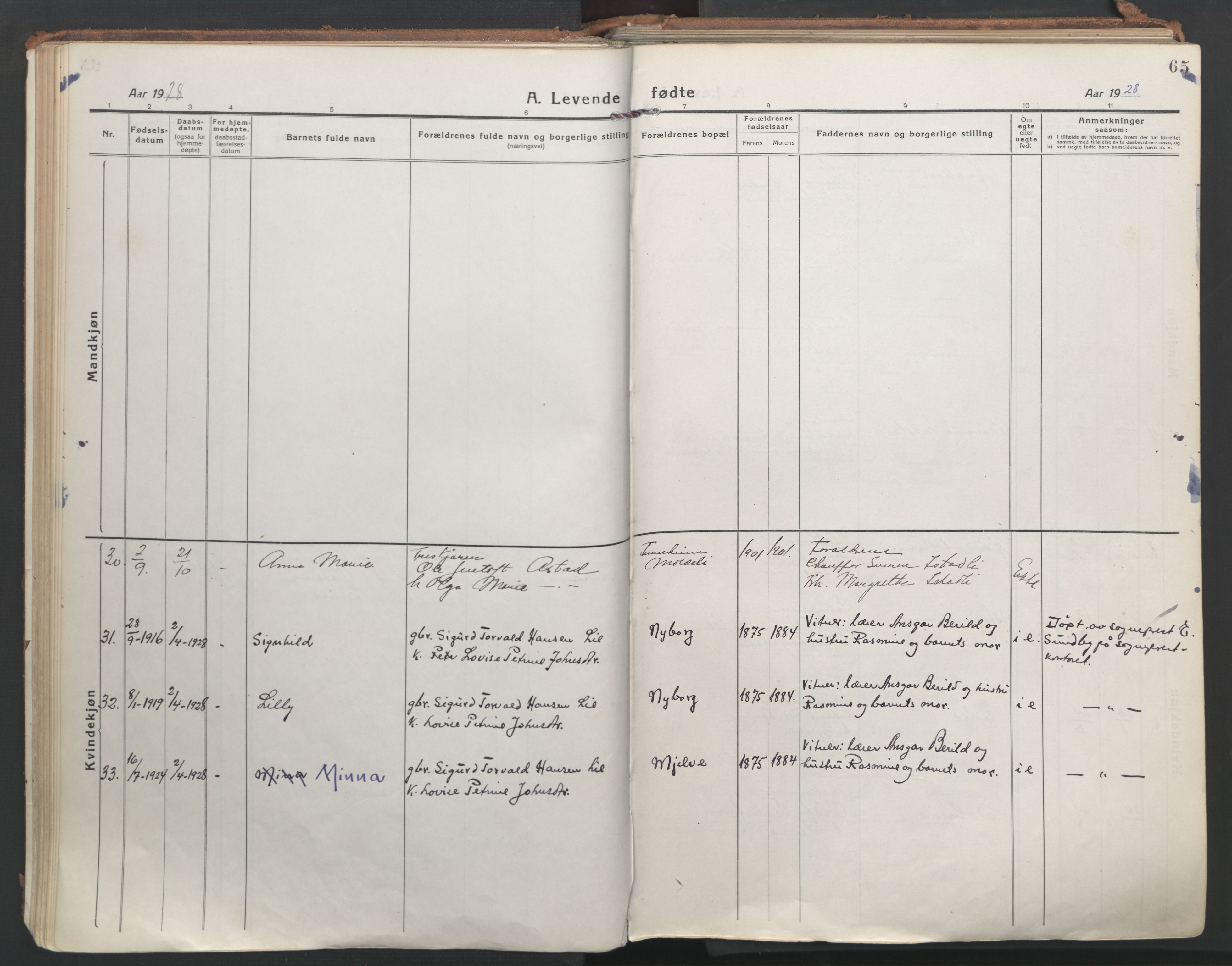 Ministerialprotokoller, klokkerbøker og fødselsregistre - Møre og Romsdal, AV/SAT-A-1454/555/L0659: Parish register (official) no. 555A10, 1917-1971, p. 65