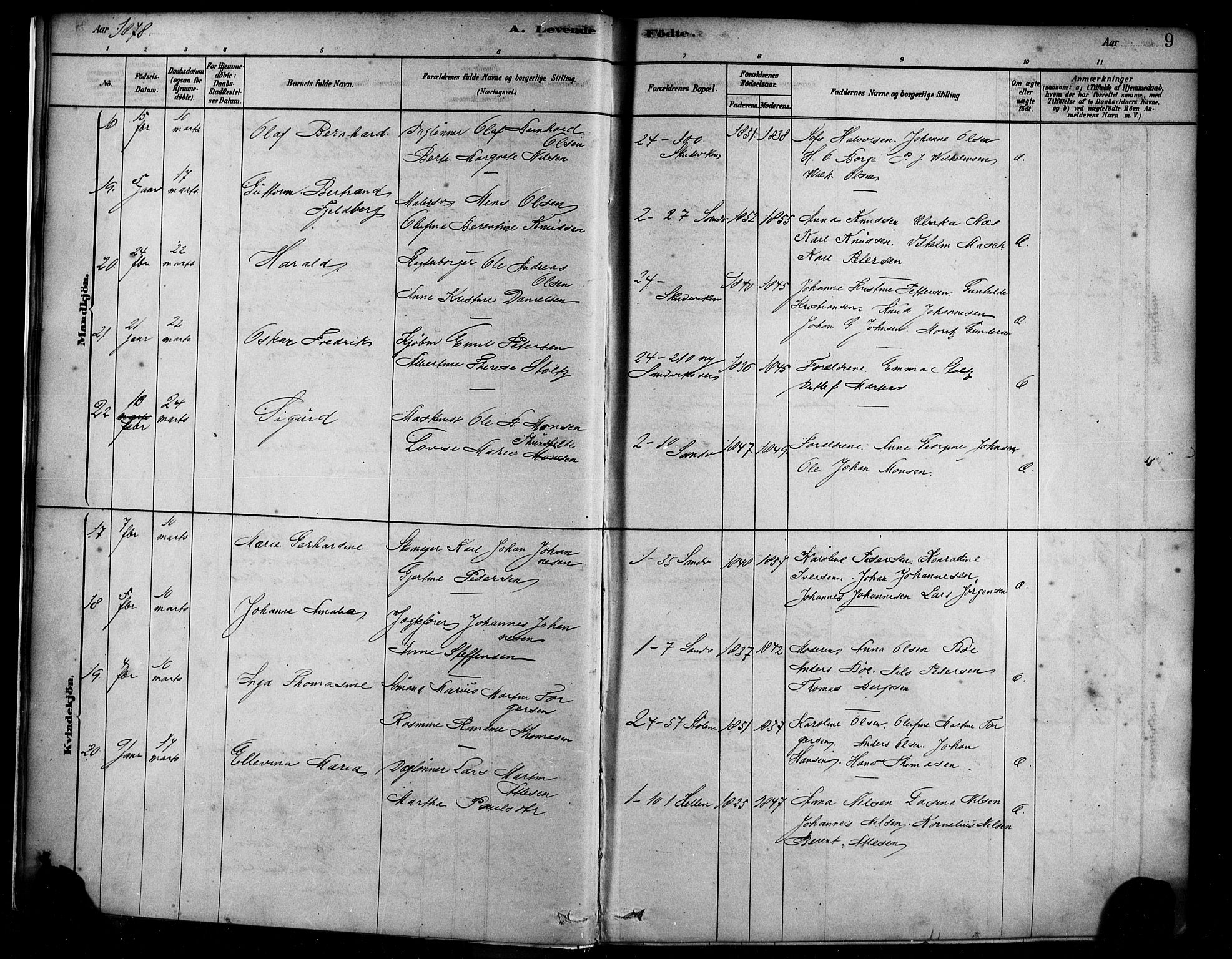 Sandviken Sokneprestembete, AV/SAB-A-77601/H/Ha/L0004: Parish register (official) no. B 1, 1878-1891, p. 9