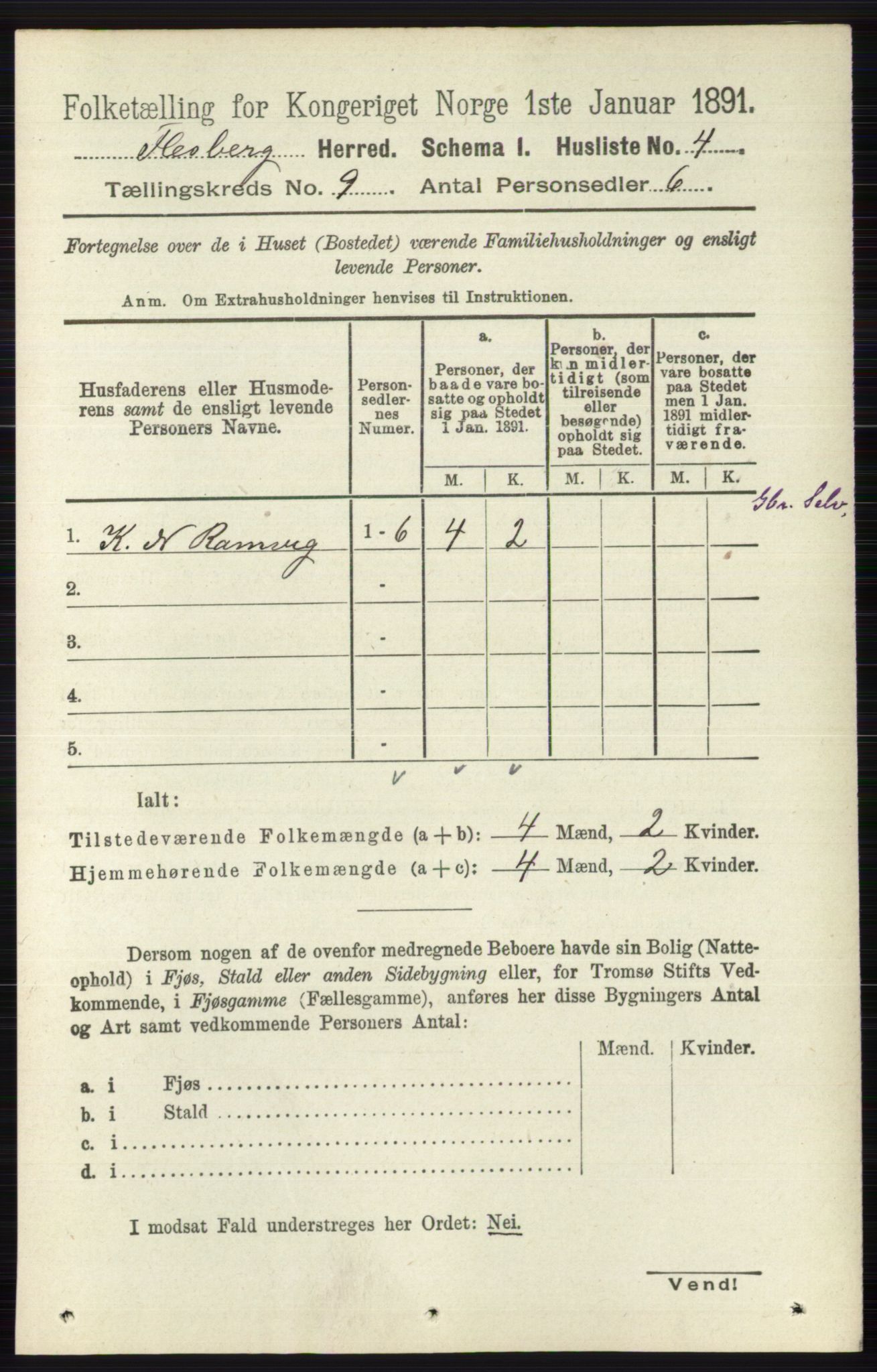 RA, 1891 census for 0631 Flesberg, 1891, p. 1503