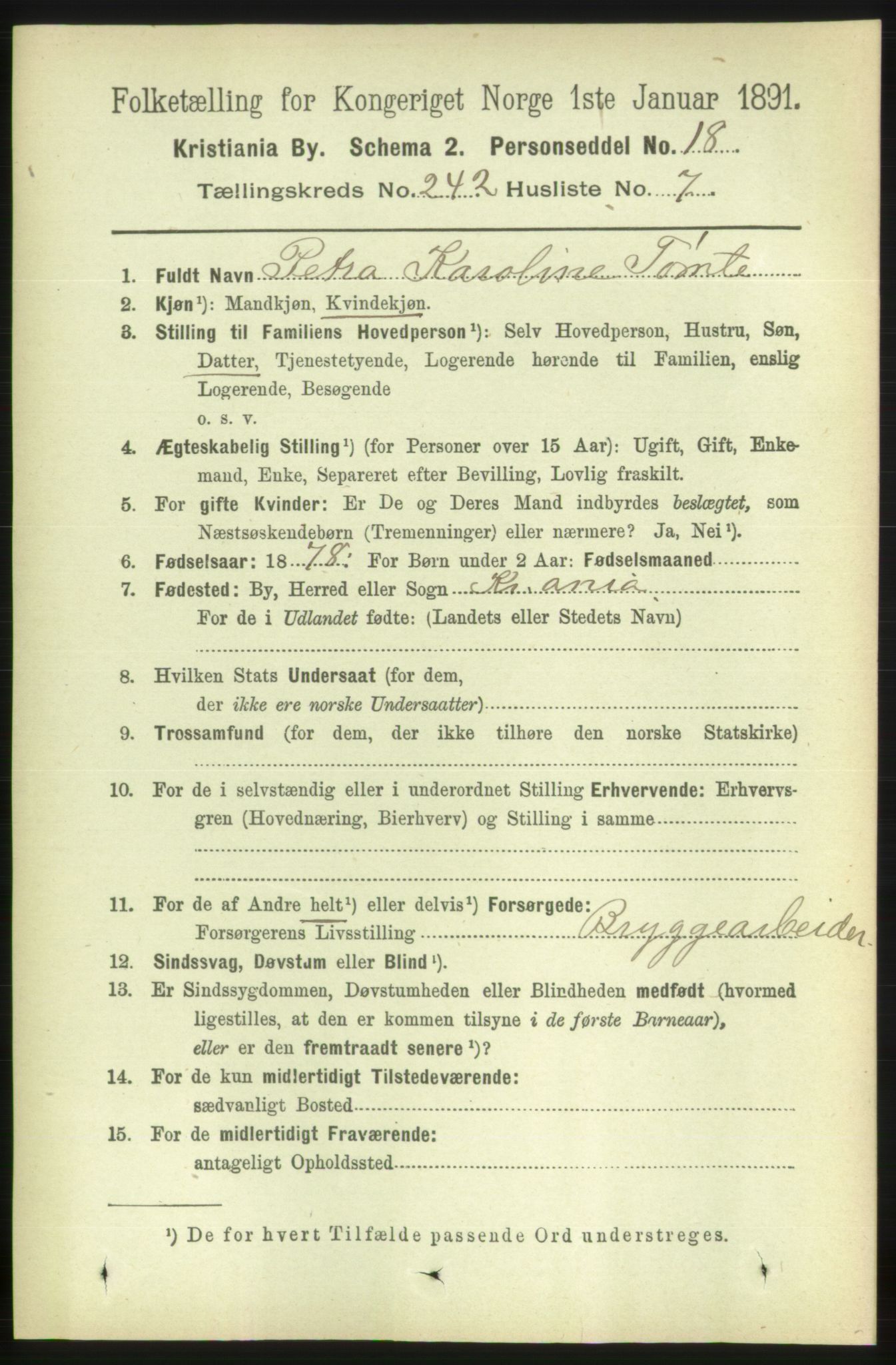 RA, 1891 census for 0301 Kristiania, 1891, p. 147197