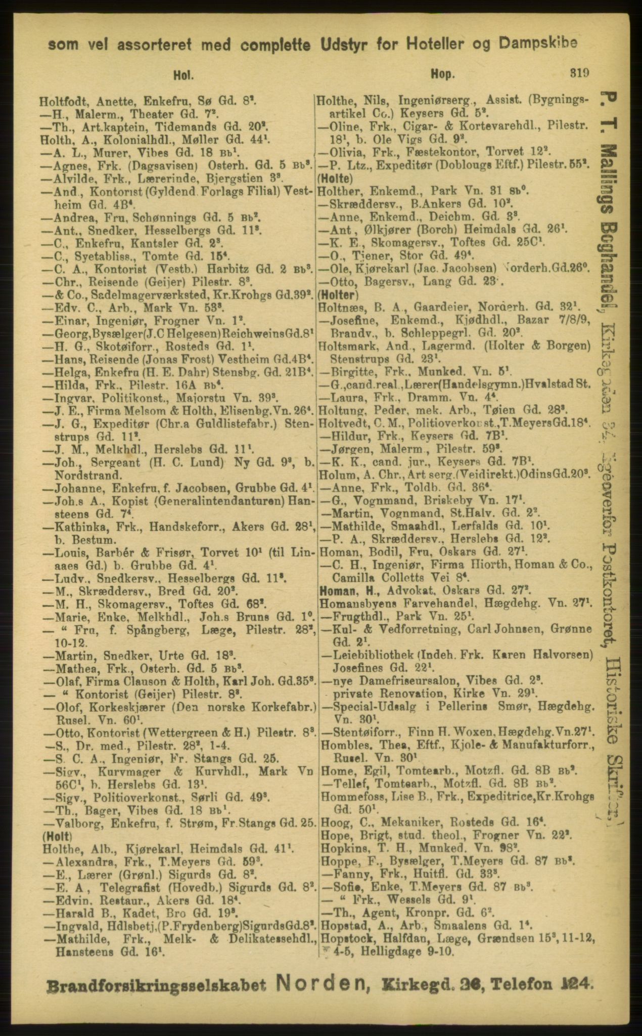 Kristiania/Oslo adressebok, PUBL/-, 1898, p. 319