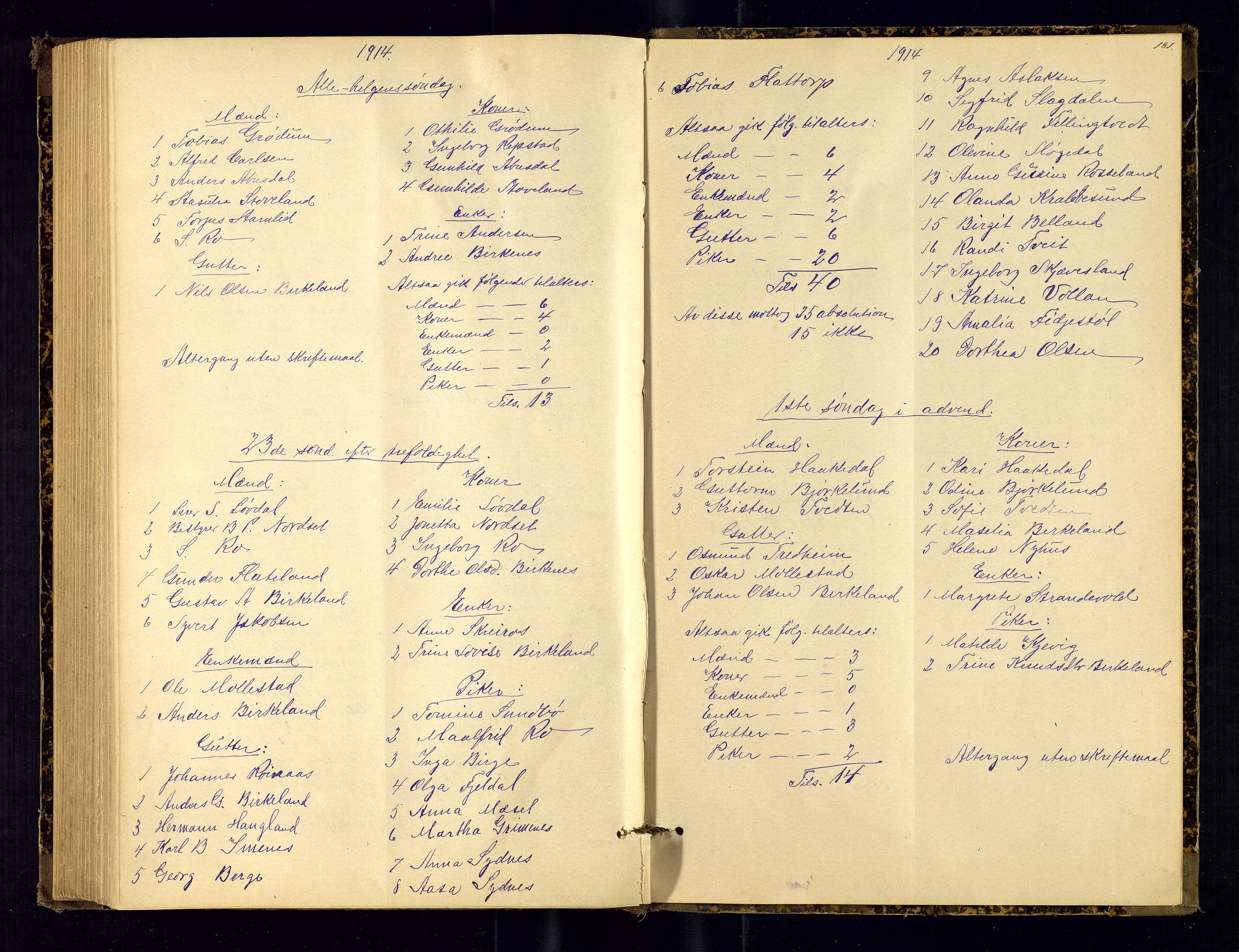 Birkenes sokneprestkontor, SAK/1111-0004/F/Fc/L0008: Communicants register no. C-8, 1891-1915, p. 181