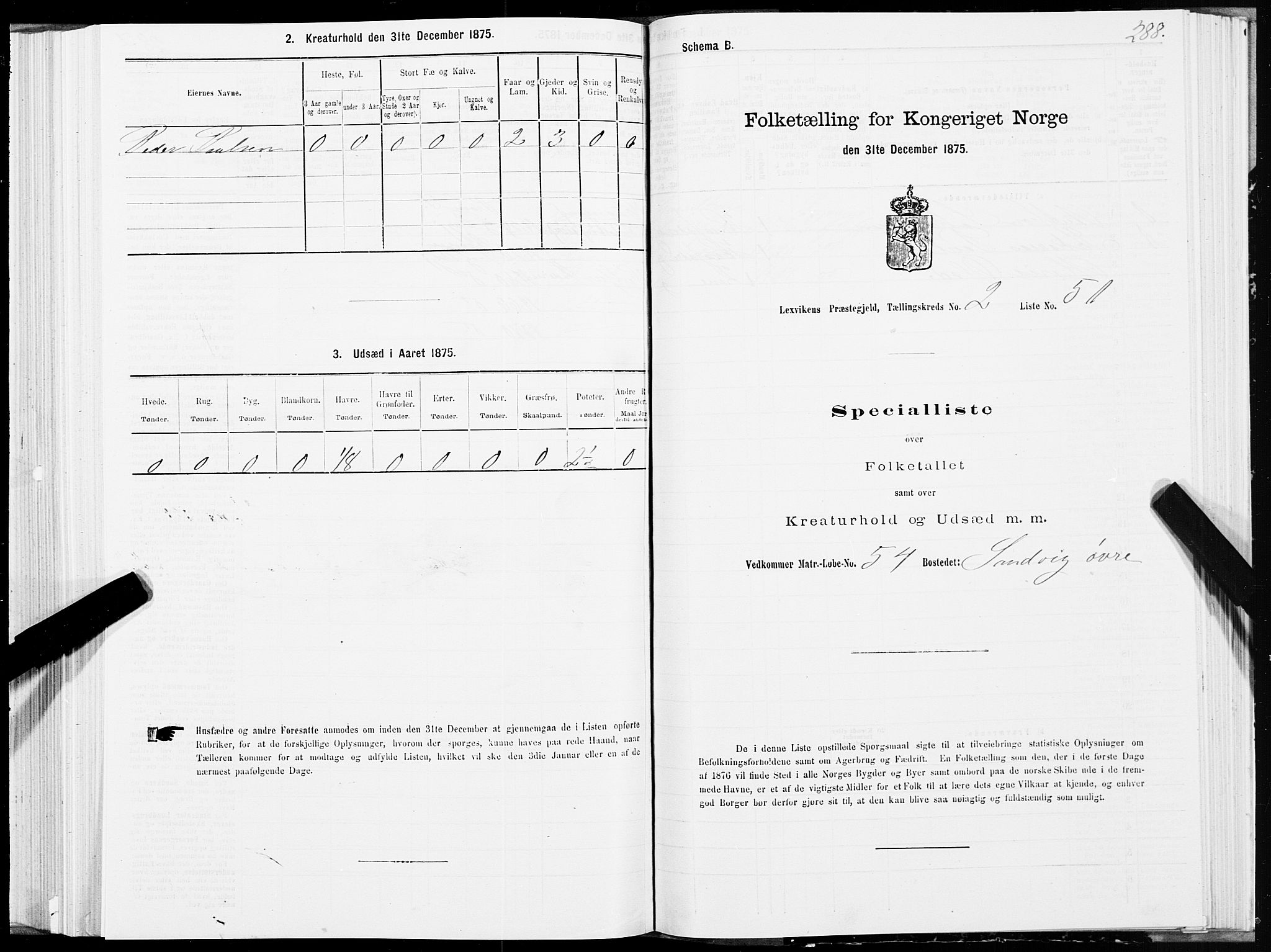 SAT, 1875 census for 1718P Leksvik, 1875, p. 1288