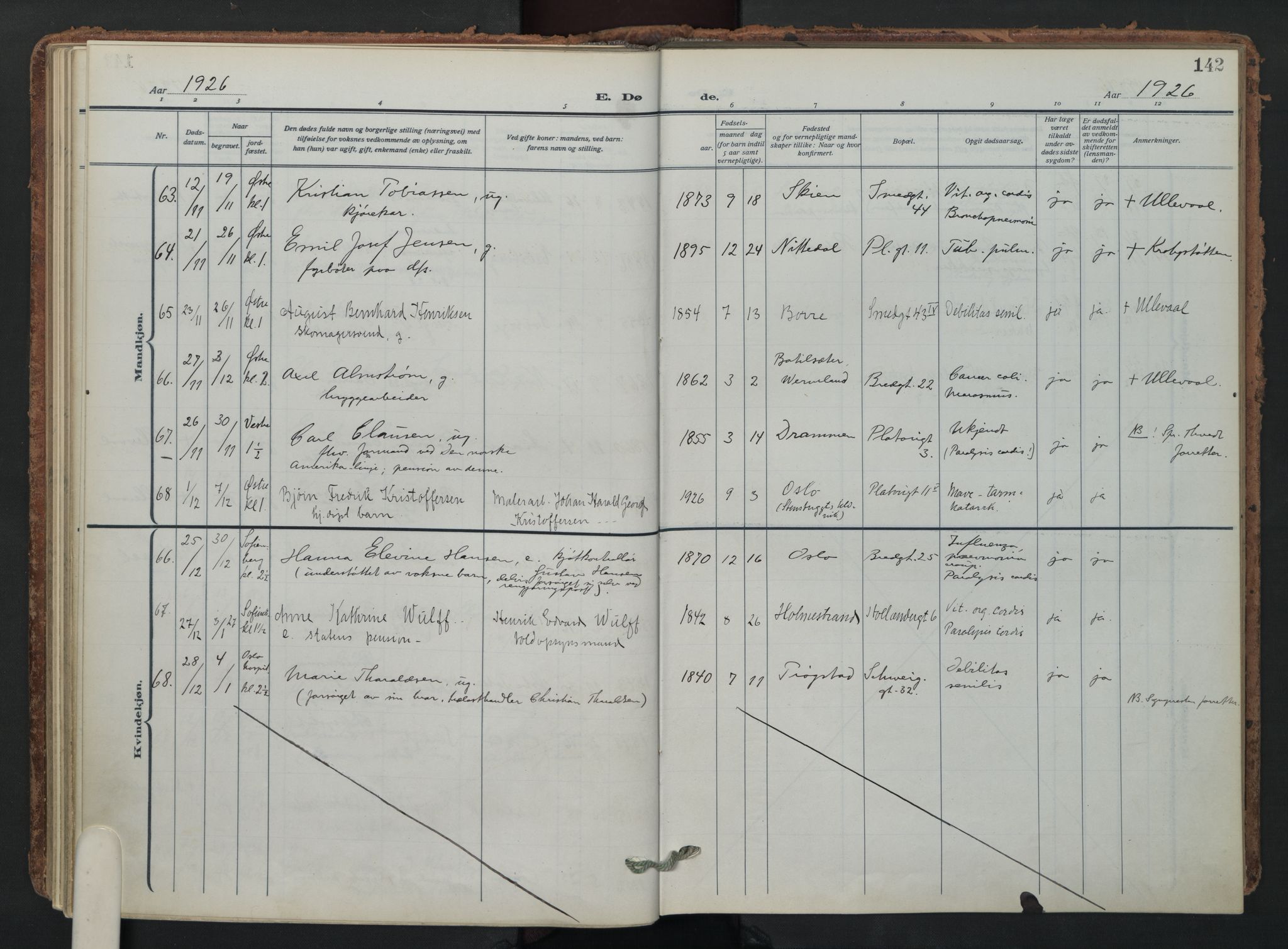 Grønland prestekontor Kirkebøker, AV/SAO-A-10848/F/Fa/L0019: Parish register (official) no. 19, 1918-1938, p. 142