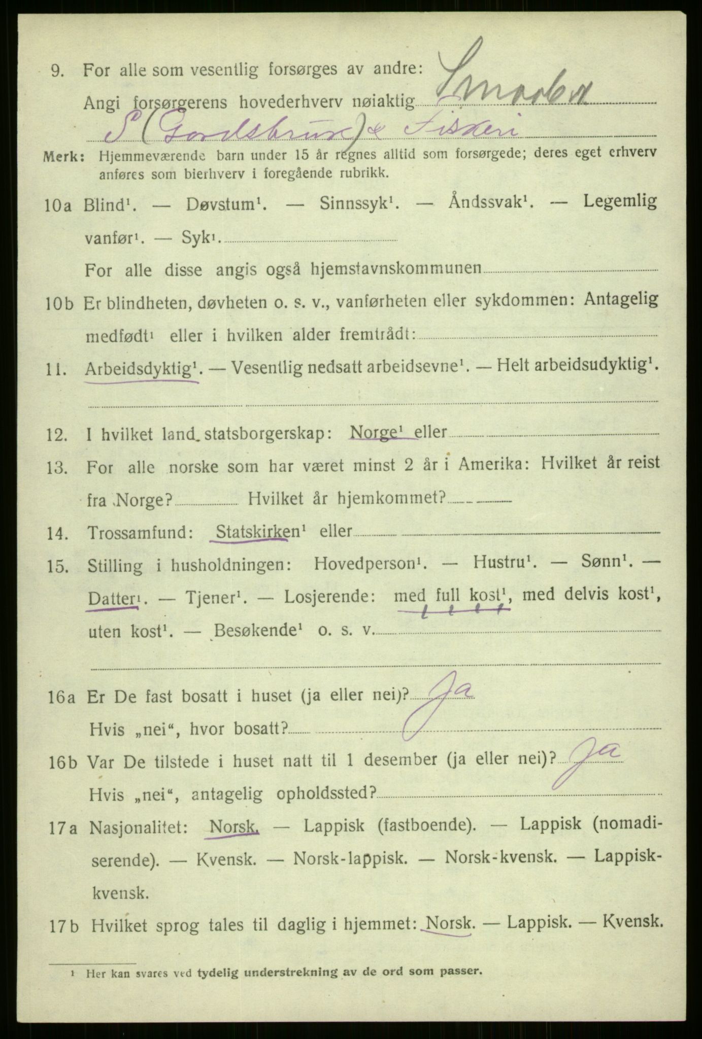 SATØ, 1920 census for Kvæfjord, 1920, p. 1710