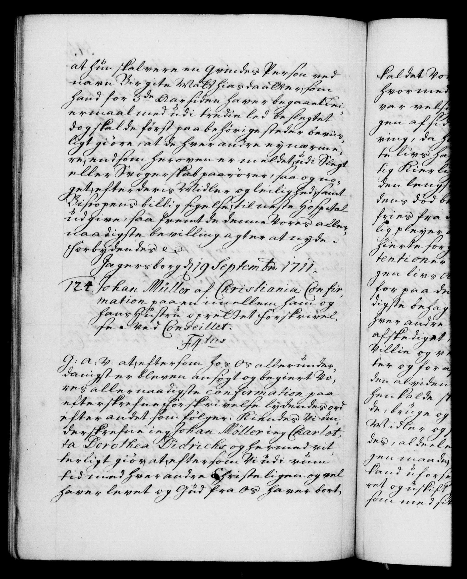 Danske Kanselli 1572-1799, RA/EA-3023/F/Fc/Fca/Fcaa/L0020: Norske registre, 1708-1711, p. 545b