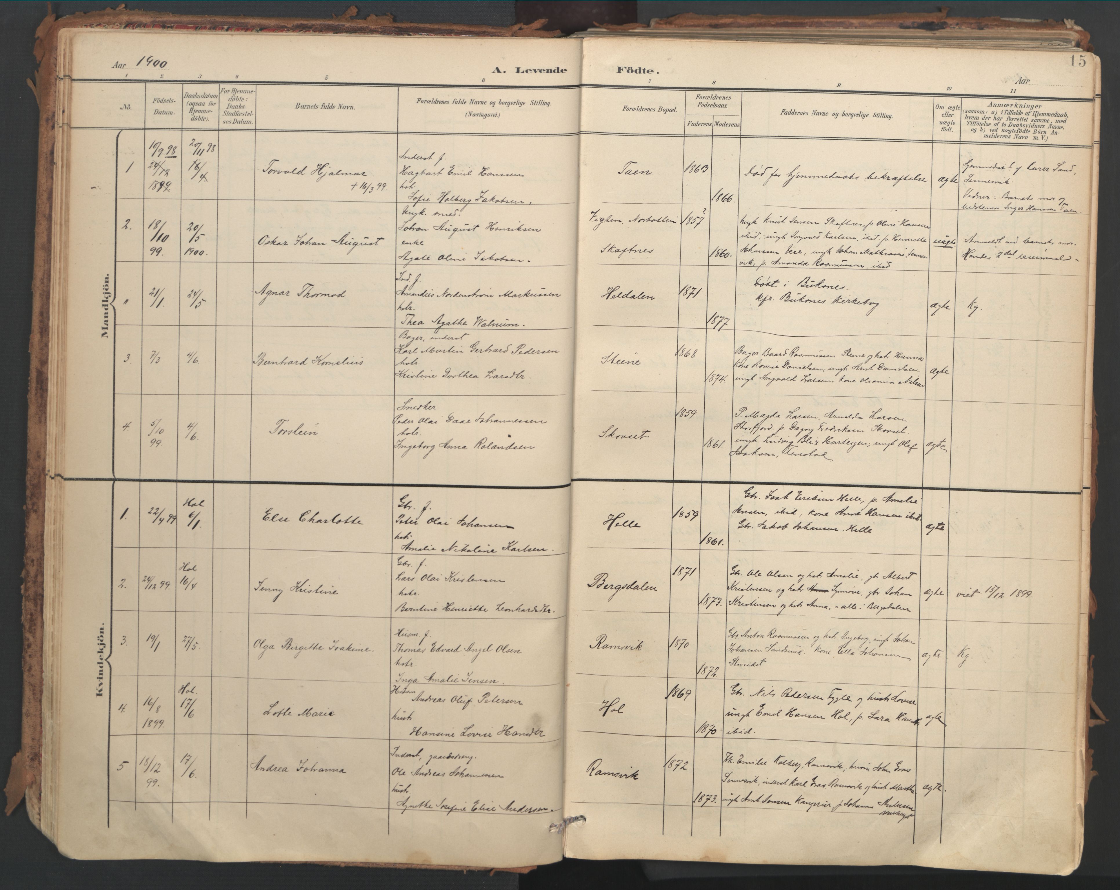 Ministerialprotokoller, klokkerbøker og fødselsregistre - Nordland, SAT/A-1459/882/L1180: Parish register (official) no. 882A02, 1897-1913, p. 15