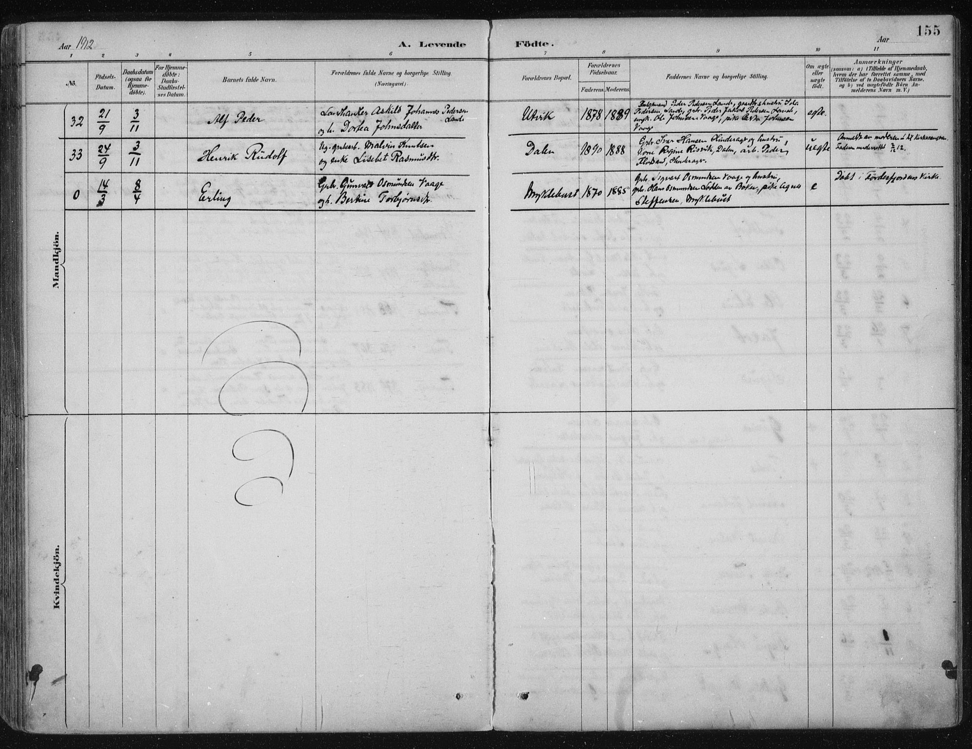 Avaldsnes sokneprestkontor, AV/SAST-A -101851/H/Ha/Haa/L0017: Parish register (official) no. A 17, 1889-1920, p. 155