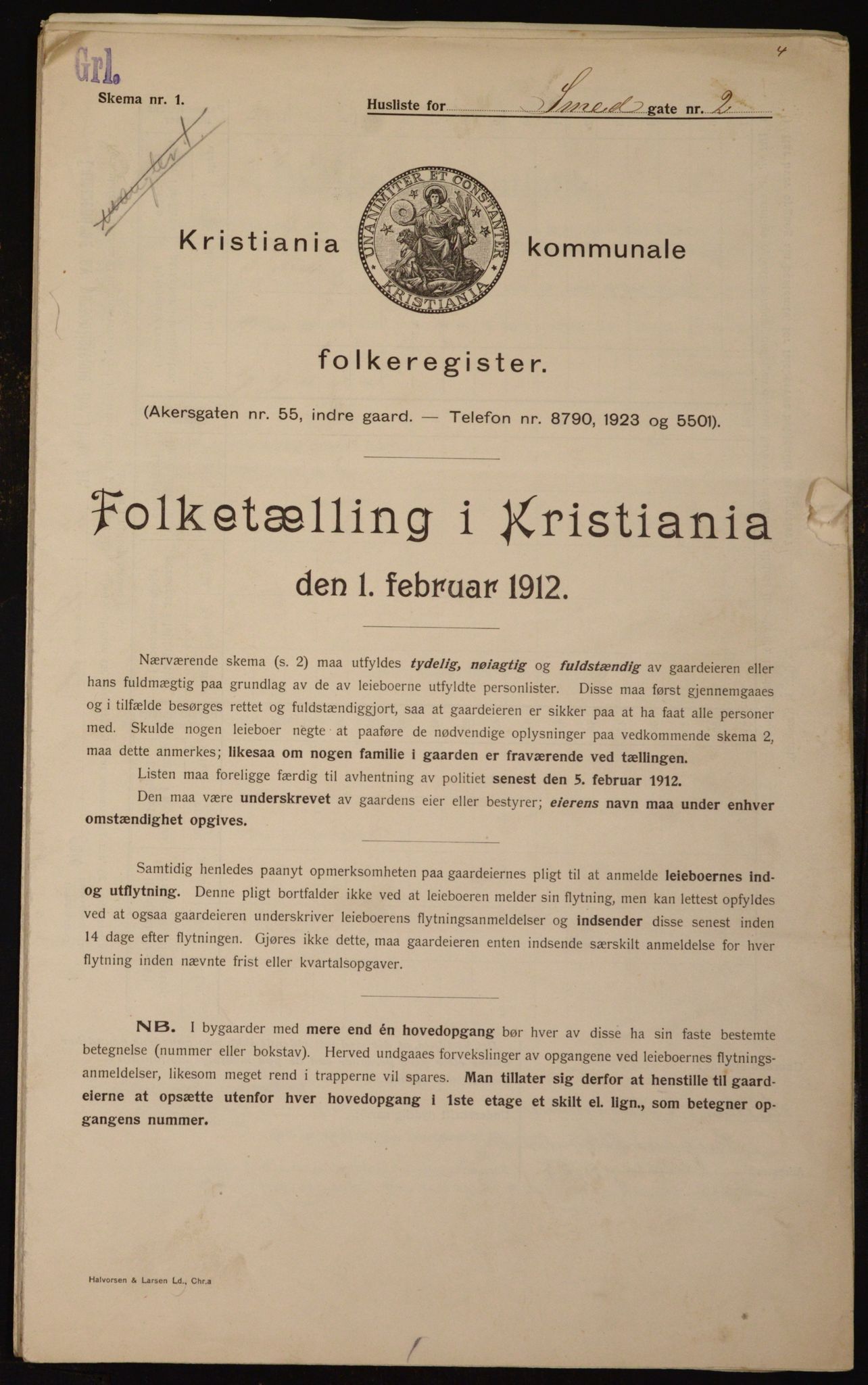 OBA, Municipal Census 1912 for Kristiania, 1912, p. 97398