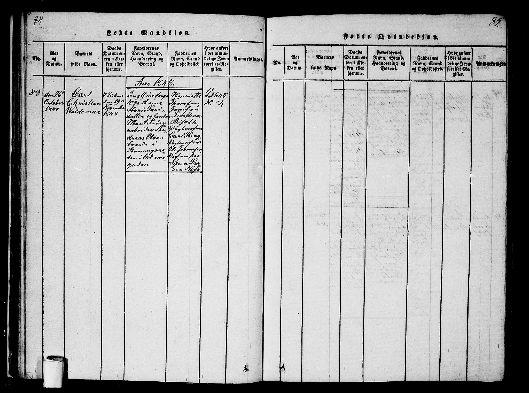 Kristiania tukthusprest Kirkebøker, AV/SAO-A-10881/G/Ga/L0001: Parish register (copy) no. 1, 1818-1857, p. 84-85