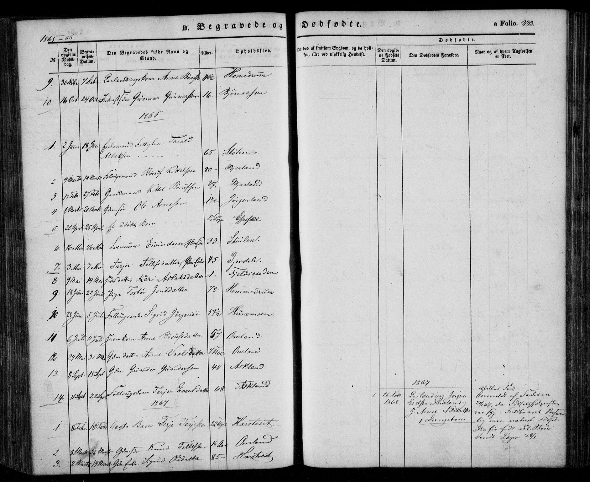 Åmli sokneprestkontor, AV/SAK-1111-0050/F/Fa/Fac/L0008: Parish register (official) no. A 8, 1852-1869, p. 333