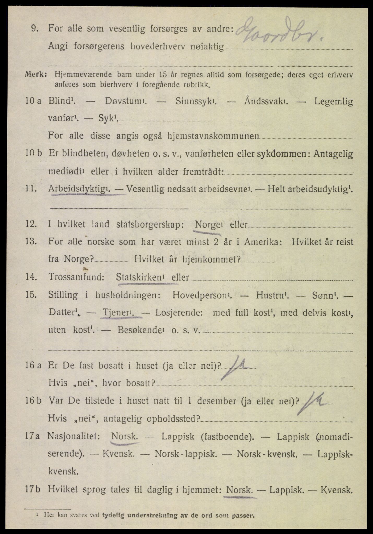 SAT, 1920 census for Steigen, 1920, p. 1943