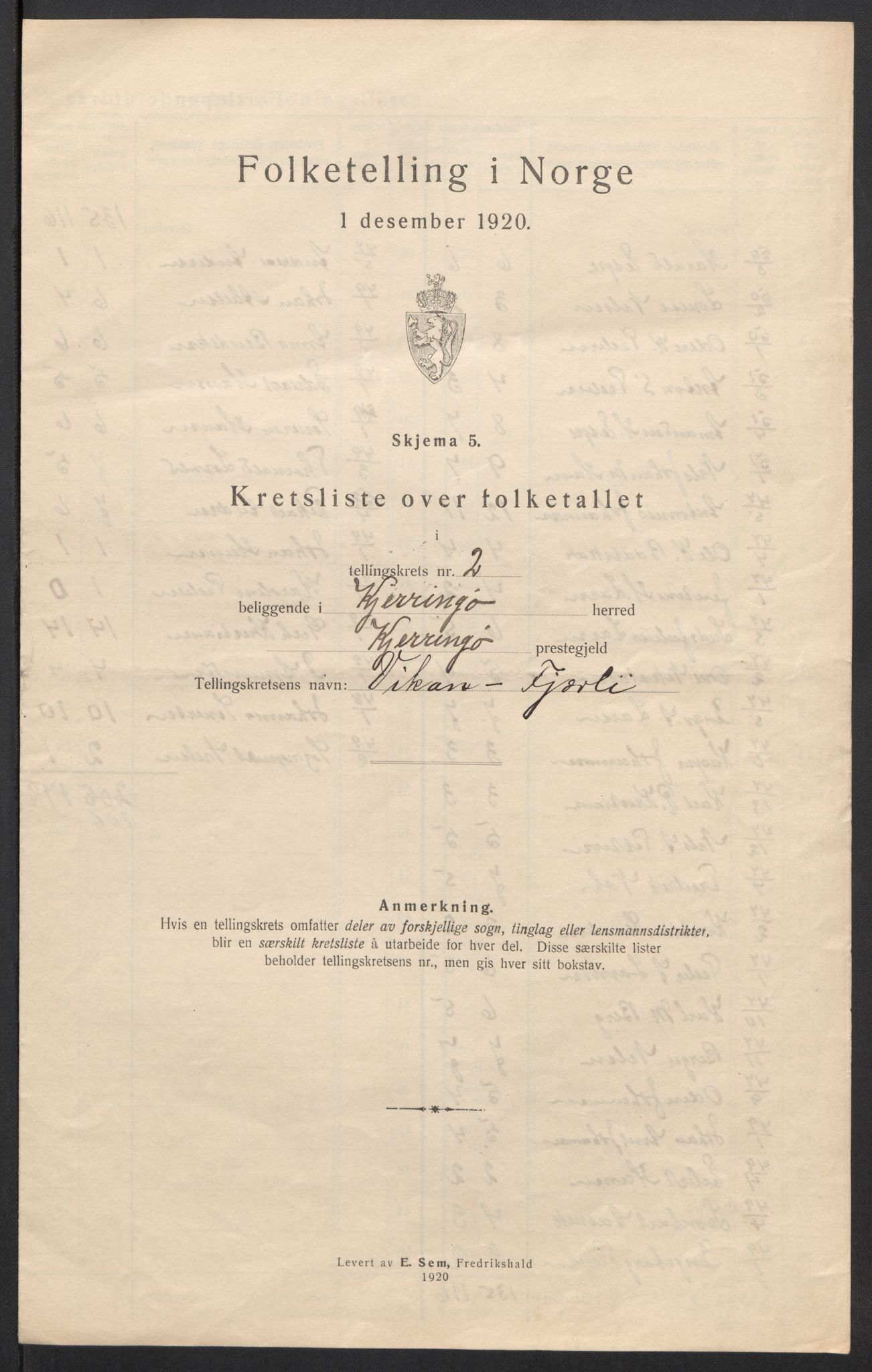 SAT, 1920 census for Kjerringøy, 1920, p. 10