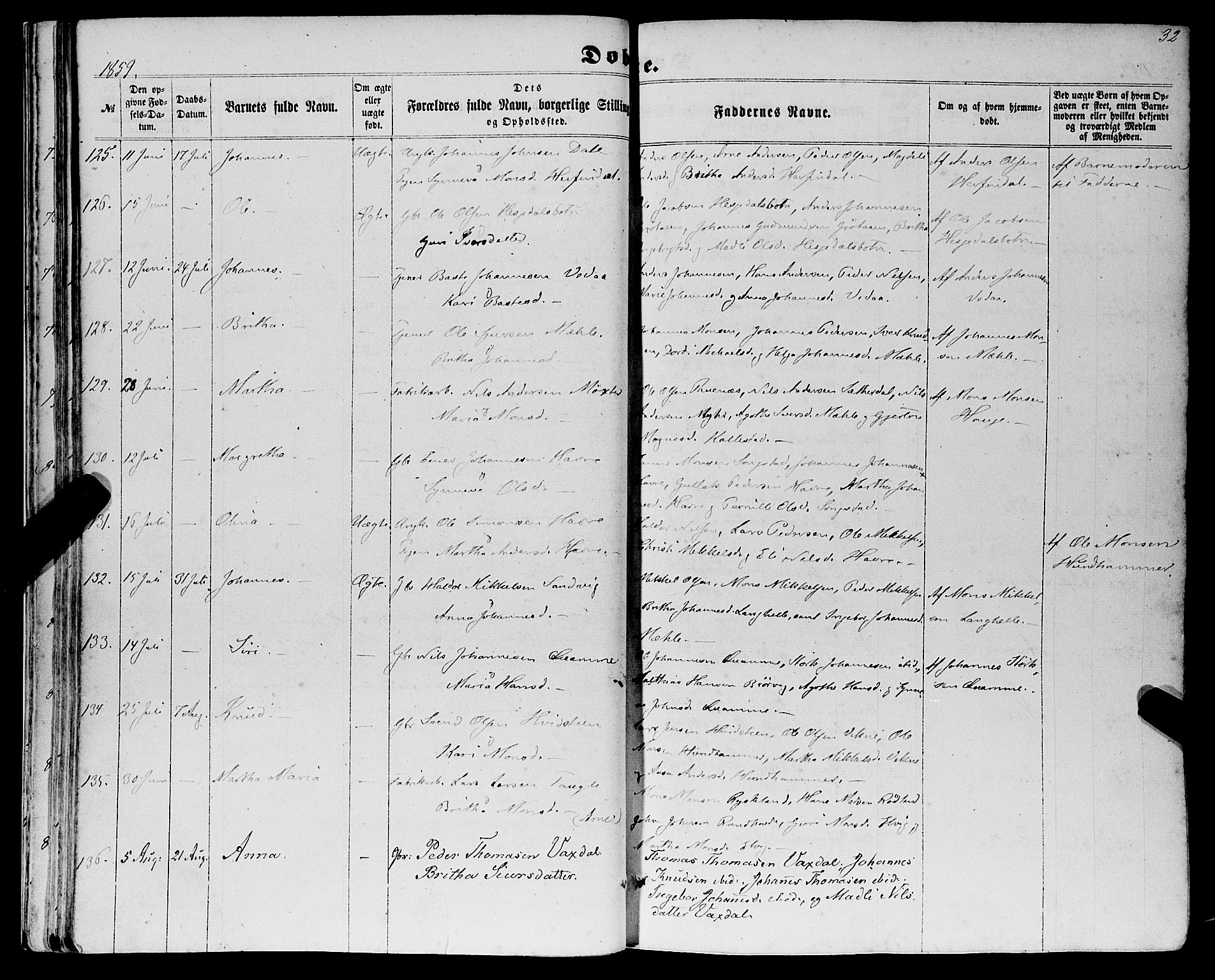 Haus sokneprestembete, AV/SAB-A-75601/H/Haa: Parish register (official) no. A 17, 1858-1870, p. 32