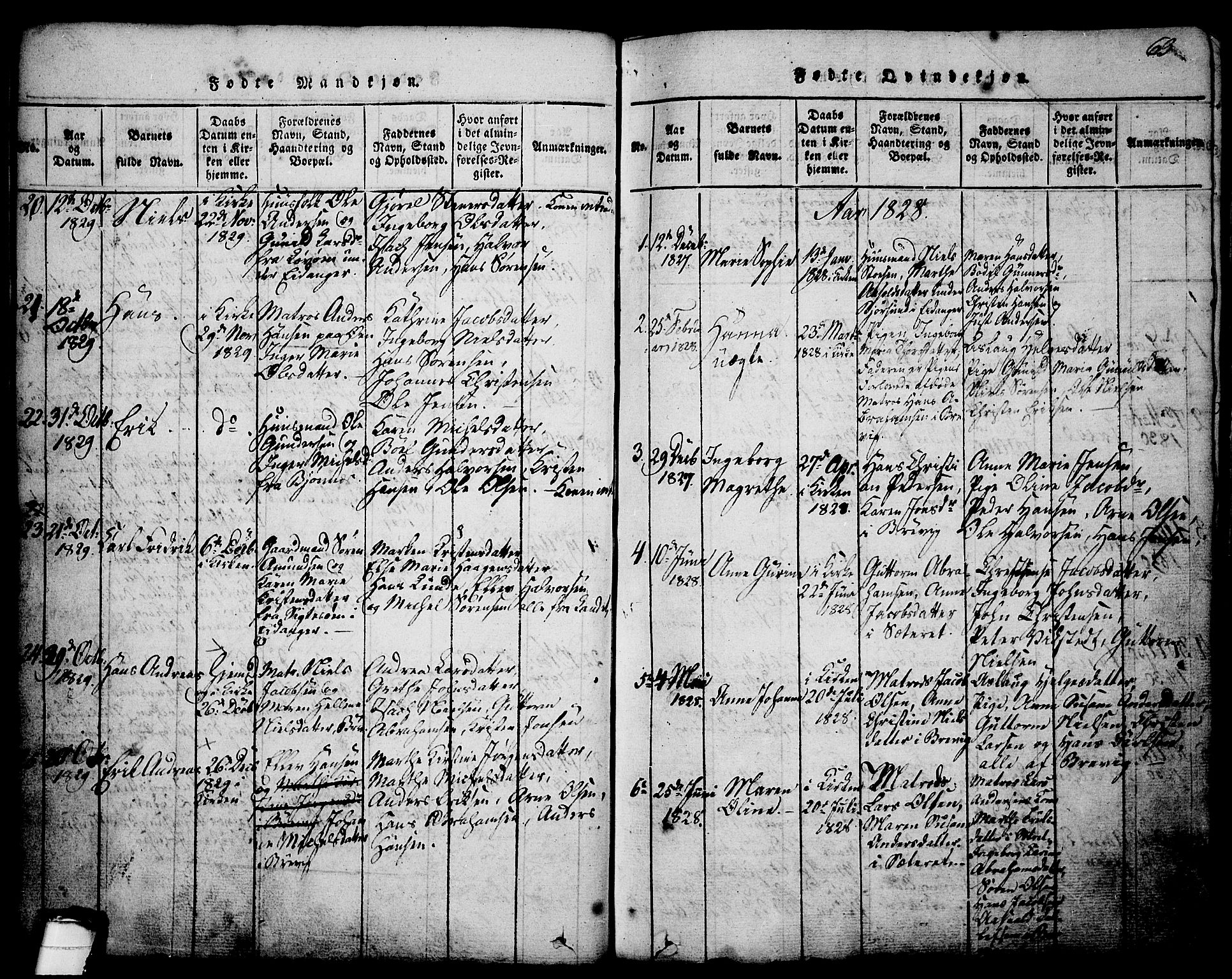 Brevik kirkebøker, AV/SAKO-A-255/G/Ga/L0001: Parish register (copy) no. 1, 1814-1845, p. 63