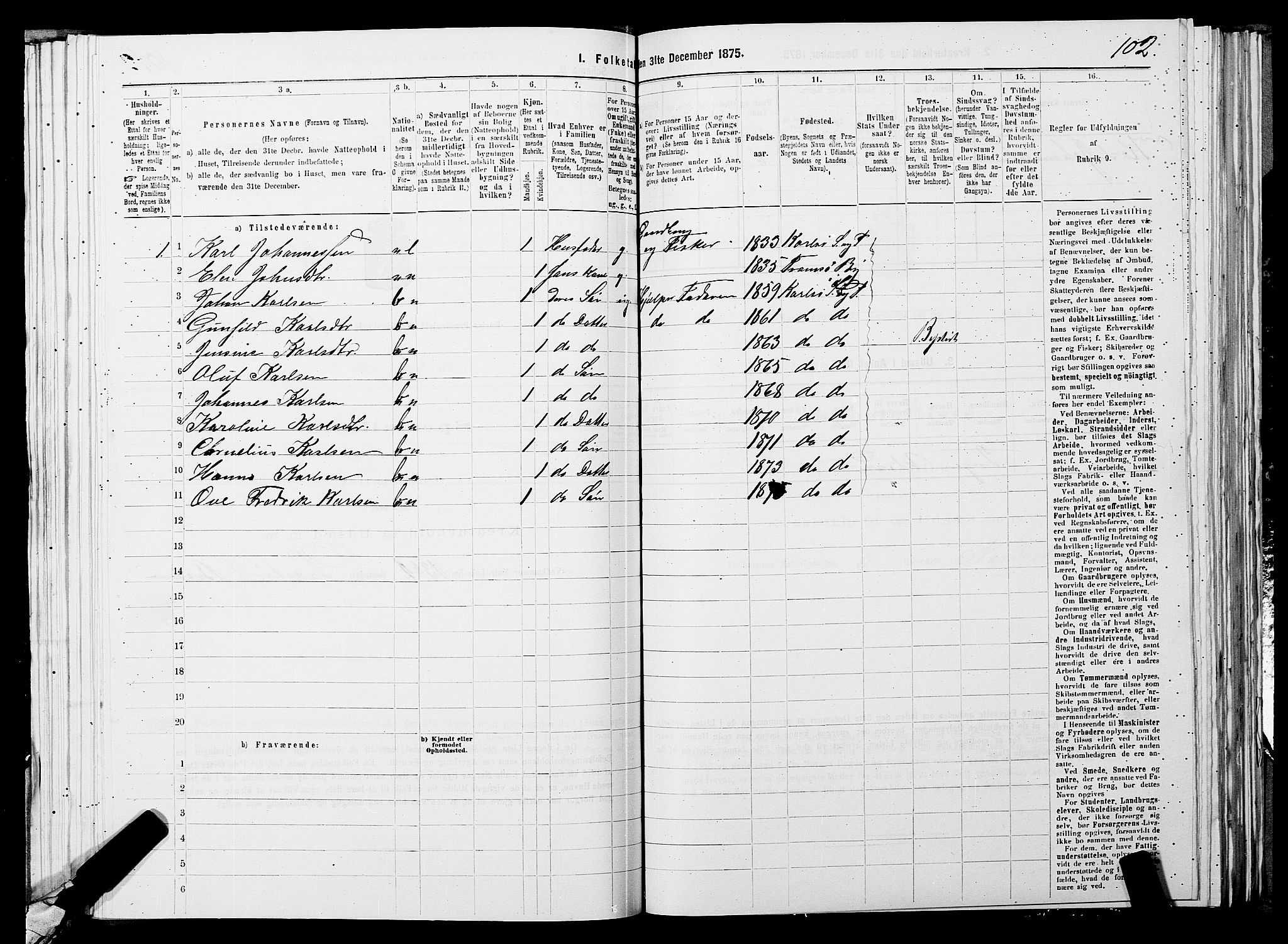 SATØ, 1875 census for 1936P Karlsøy, 1875, p. 1102