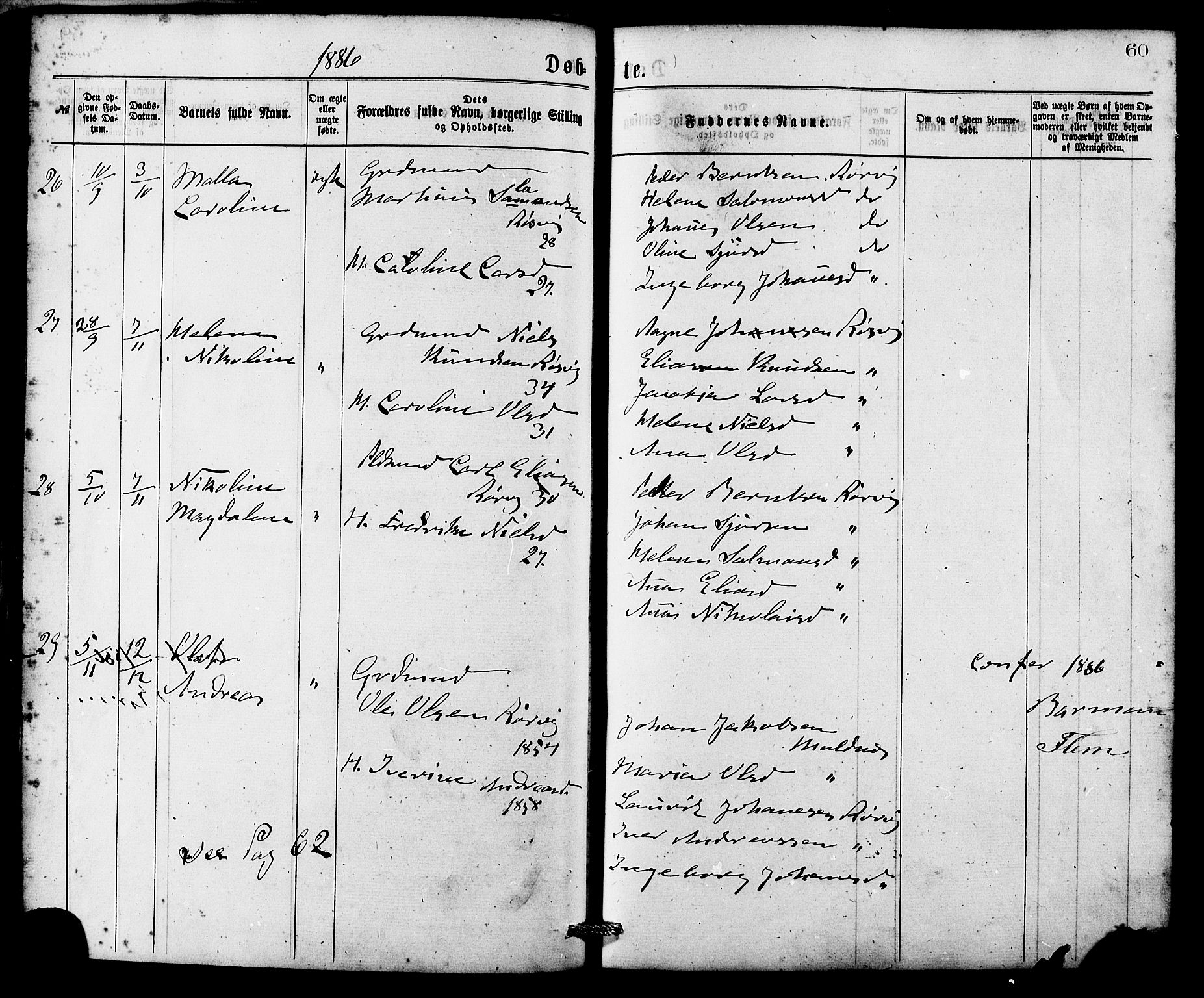 Ministerialprotokoller, klokkerbøker og fødselsregistre - Møre og Romsdal, AV/SAT-A-1454/537/L0519: Parish register (official) no. 537A03, 1876-1889, p. 60