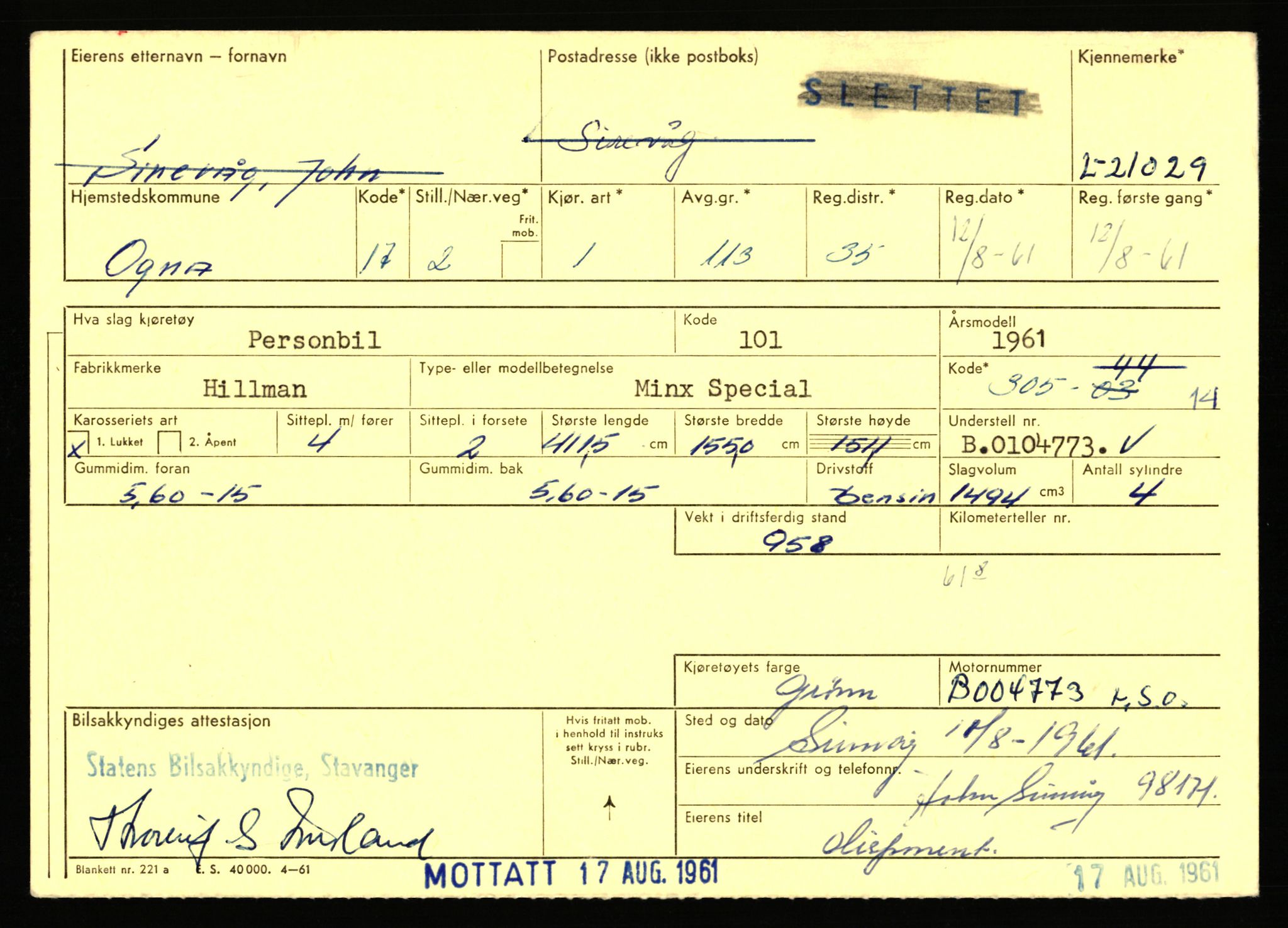 Stavanger trafikkstasjon, AV/SAST-A-101942/0/F/L0037: L-20500 - L-21499, 1930-1971, p. 1575