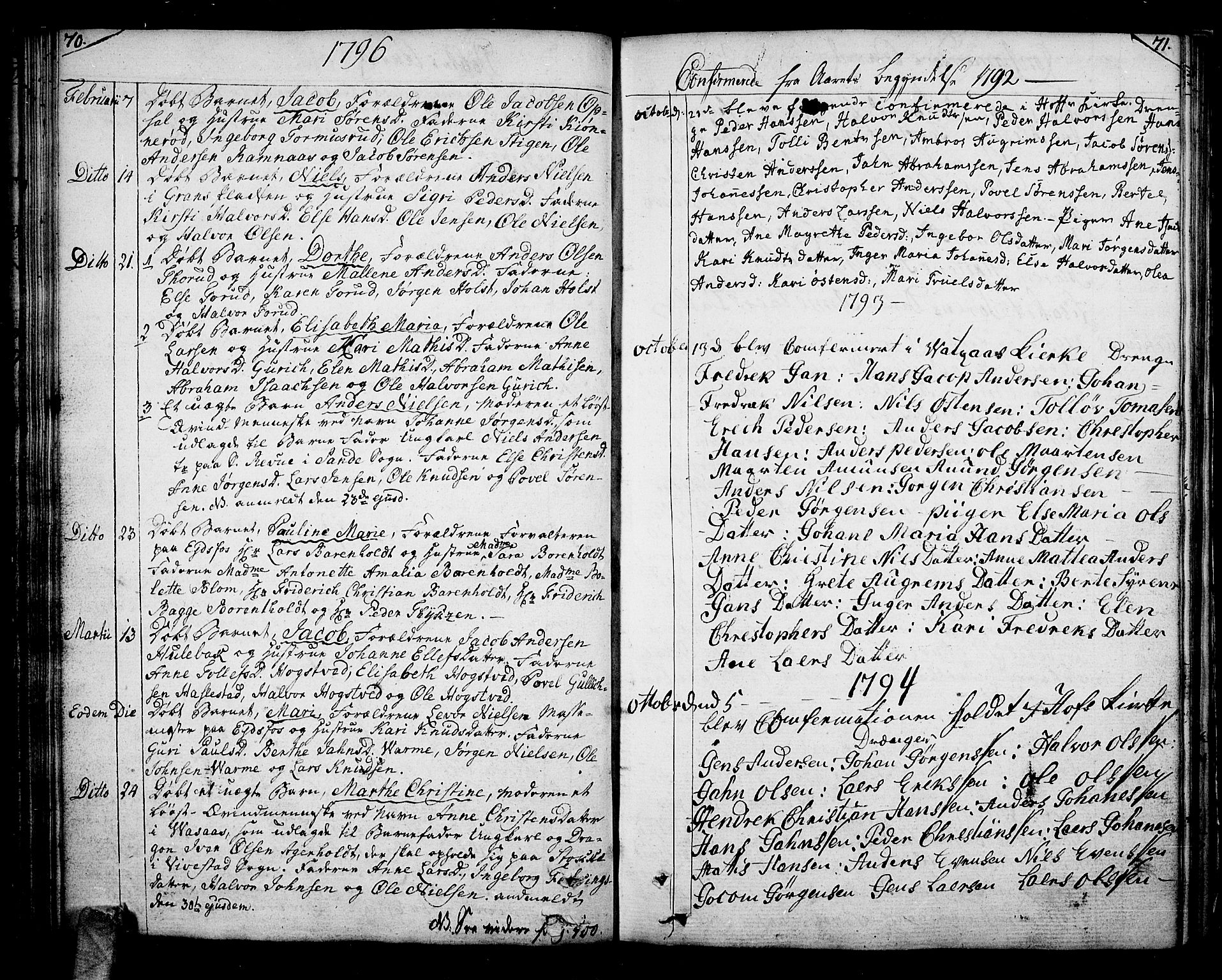 Hof kirkebøker, SAKO/A-64/F/Fa/L0003: Parish register (official) no. I 3, 1782-1814, p. 70-71