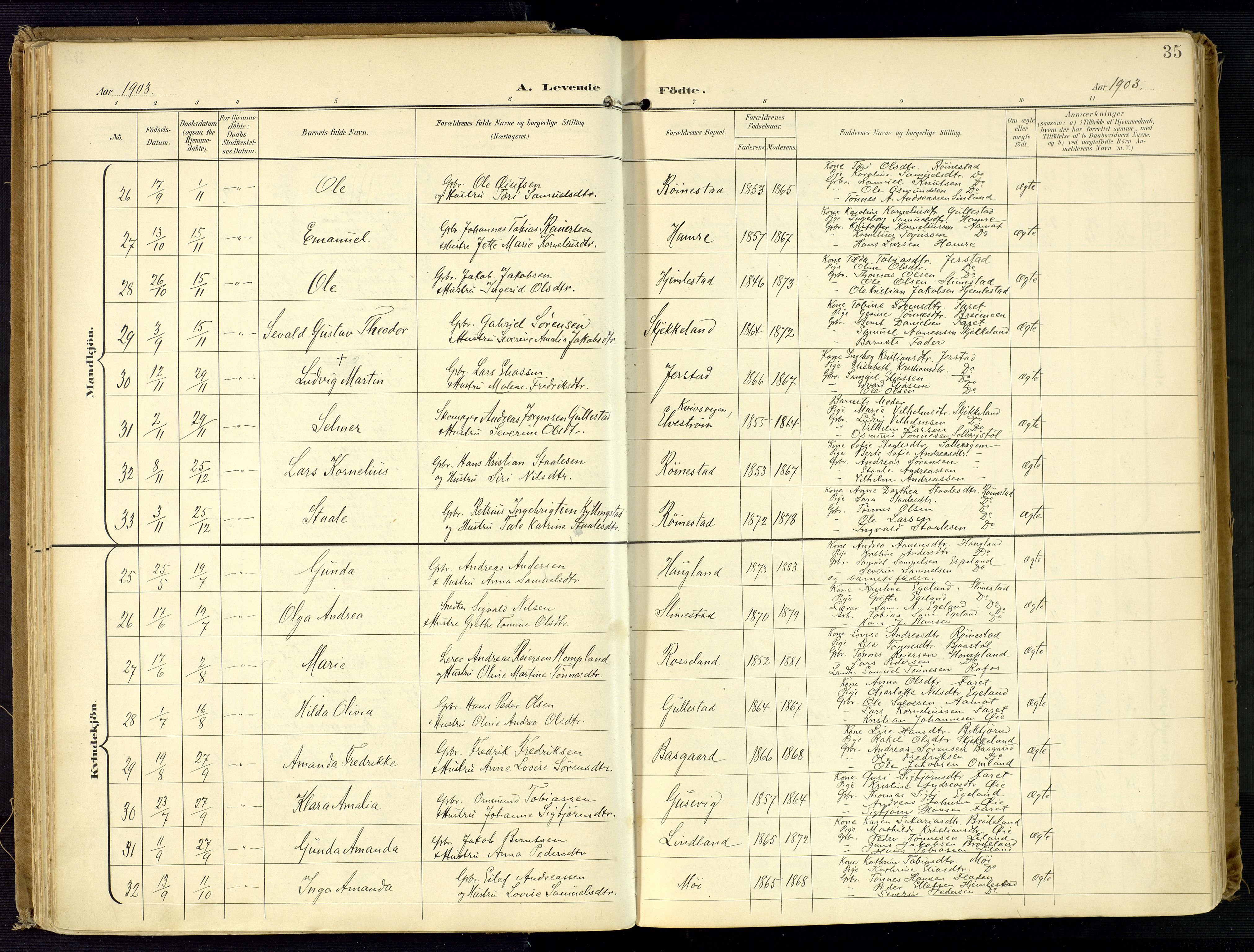 Kvinesdal sokneprestkontor, AV/SAK-1111-0026/F/Fa/Fab/L0009: Parish register (official) no. A 9, 1898-1915, p. 35