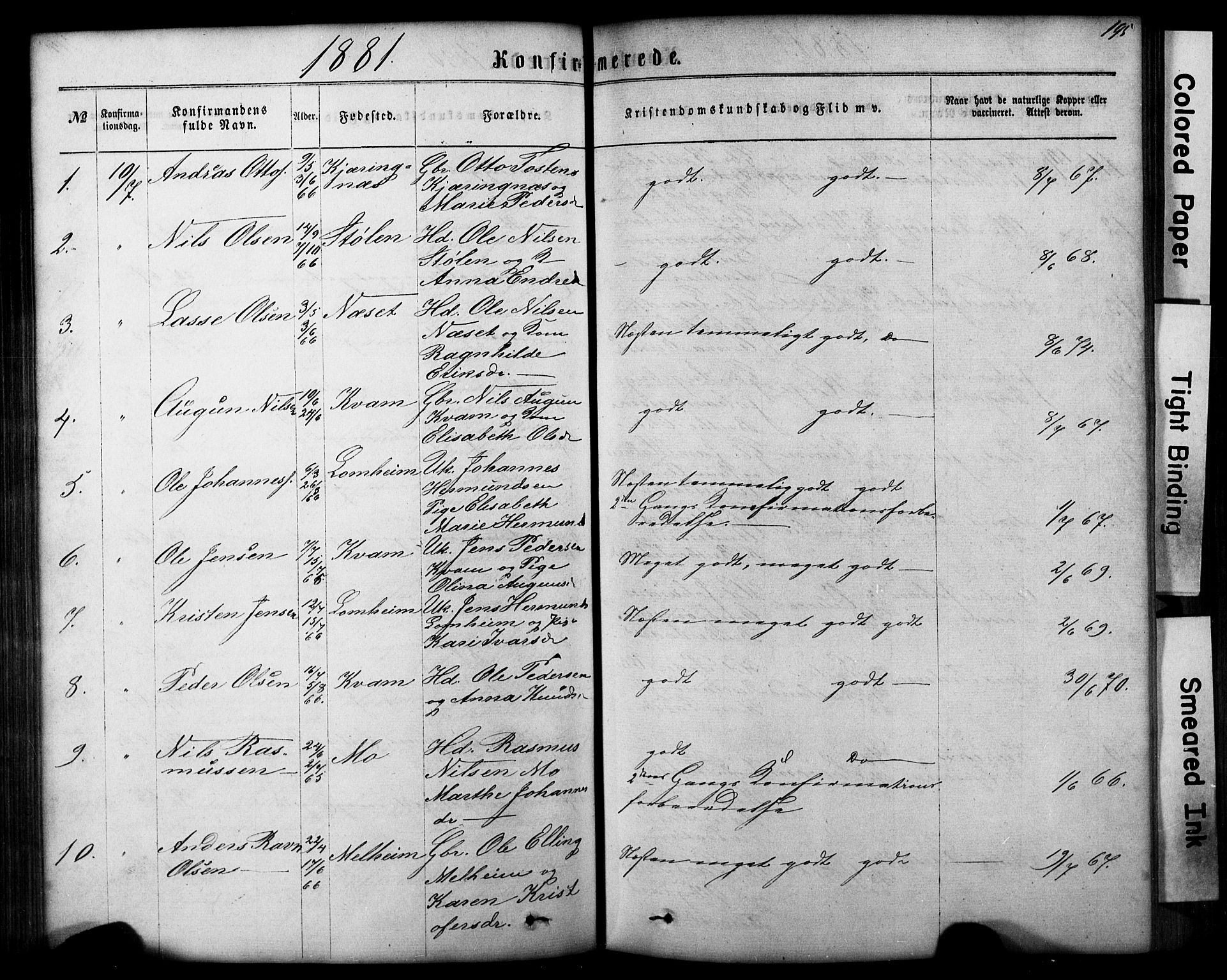 Hafslo sokneprestembete, SAB/A-80301/H/Hab/Haba/L0001: Parish register (copy) no. A 1, 1866-1908, p. 195