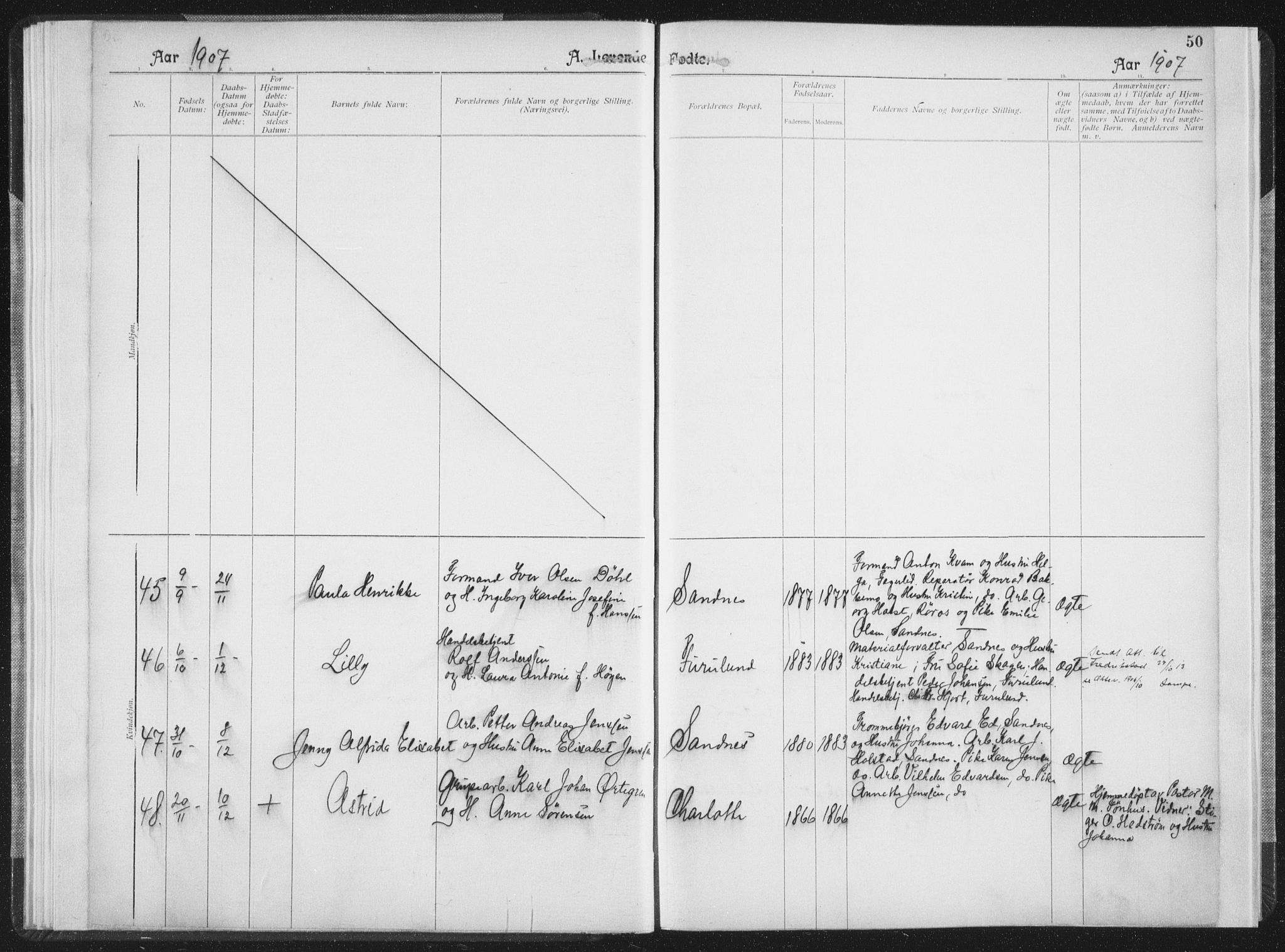 Ministerialprotokoller, klokkerbøker og fødselsregistre - Nordland, AV/SAT-A-1459/850/L0711: Curate's parish register no. 850B01, 1902-1915, p. 50