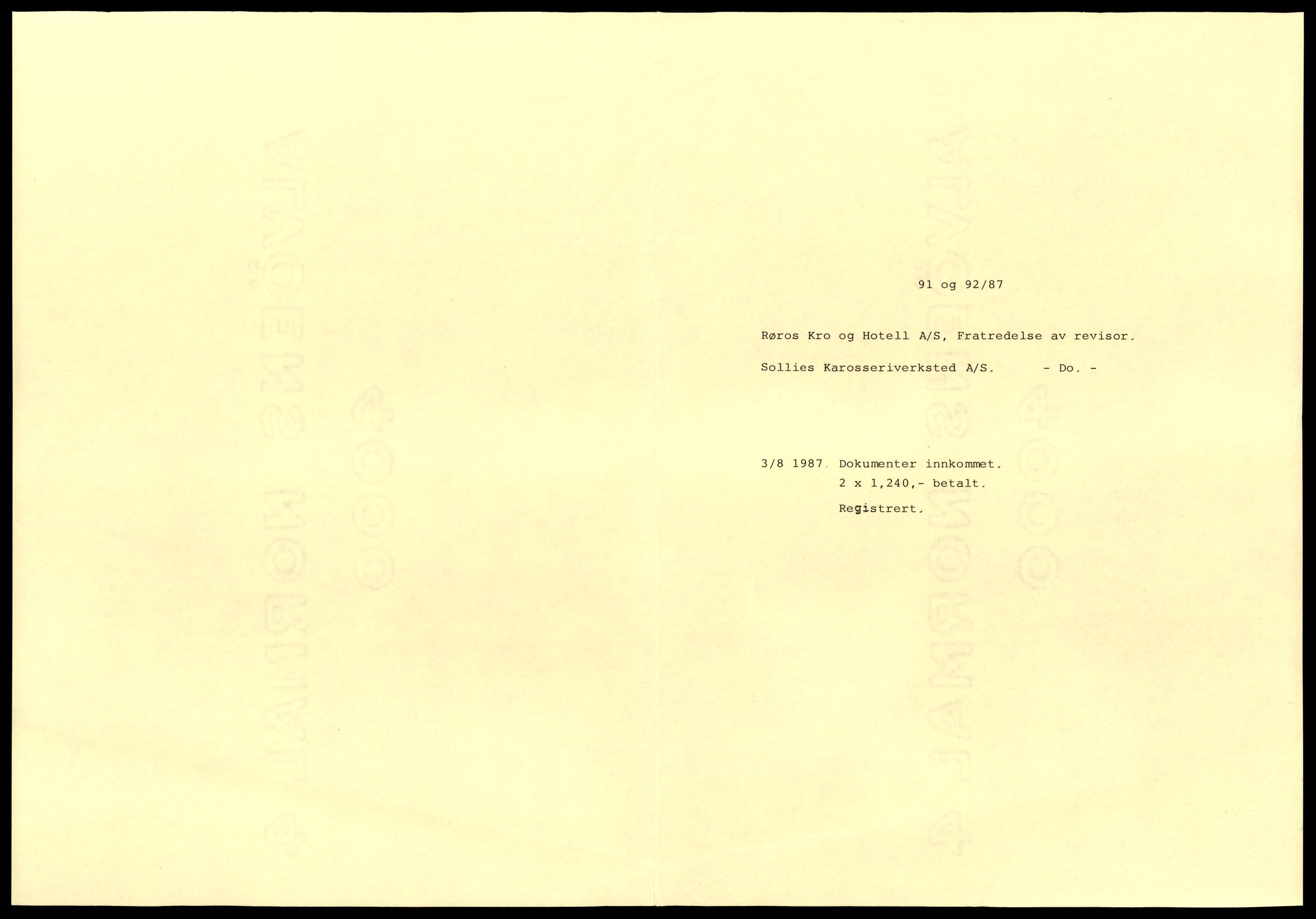 Gauldal sorenskriveri, SAT/A-0014/2/J/Jd/Jde/L0013: Bilag,  91-171, 1987, p. 1
