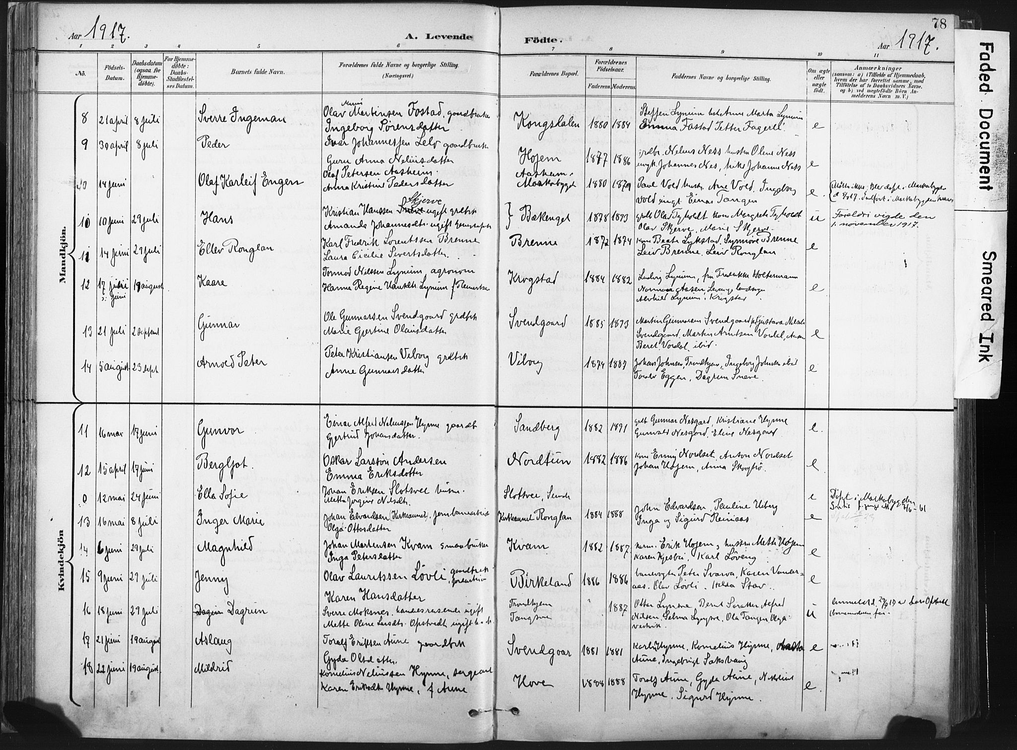 Ministerialprotokoller, klokkerbøker og fødselsregistre - Nord-Trøndelag, AV/SAT-A-1458/717/L0162: Parish register (official) no. 717A12, 1898-1923, p. 78