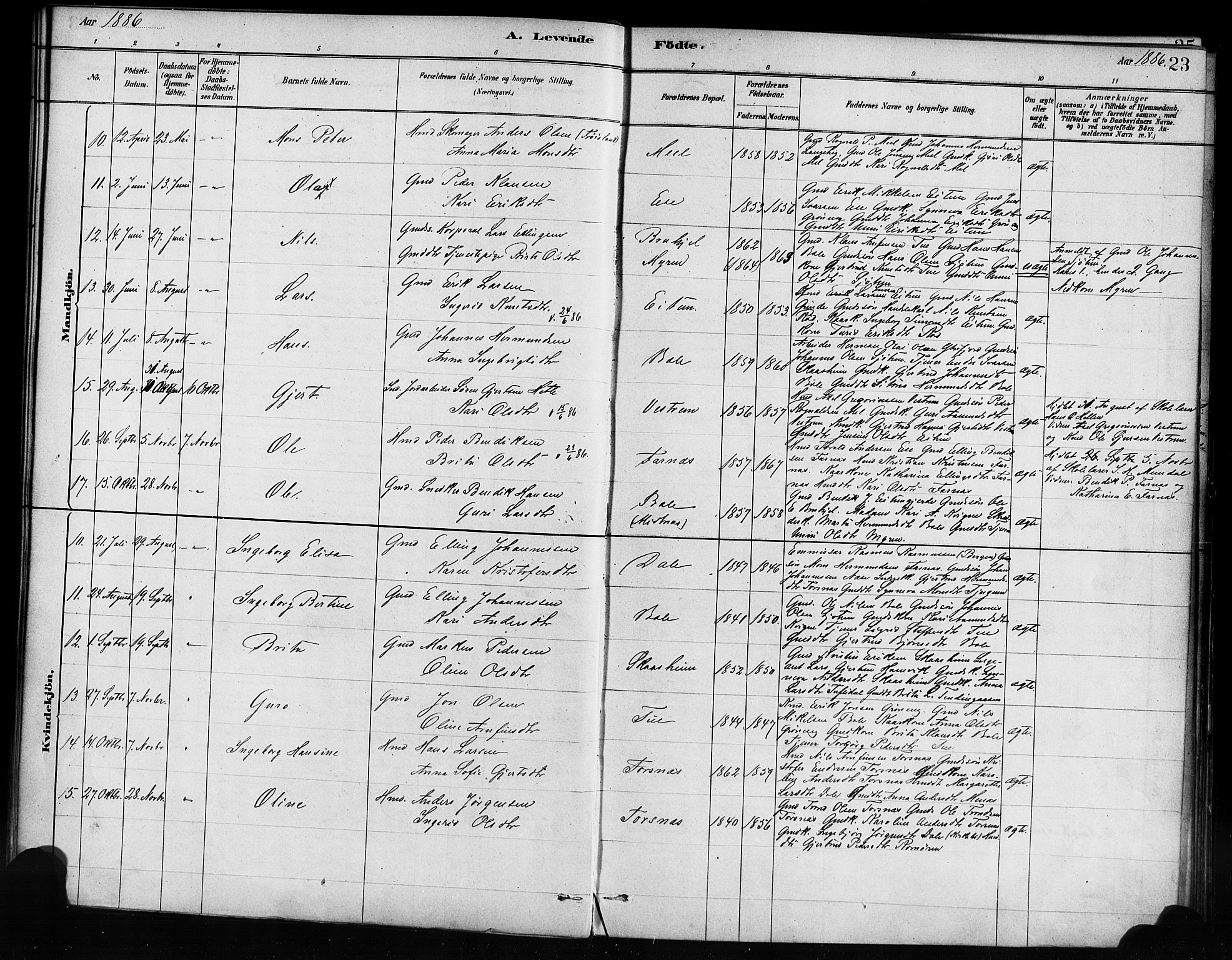 Balestrand sokneprestembete, AV/SAB-A-79601/H/Haa/Haaa/L0004: Parish register (official) no. A 4 / 1, 1879-1888, p. 23