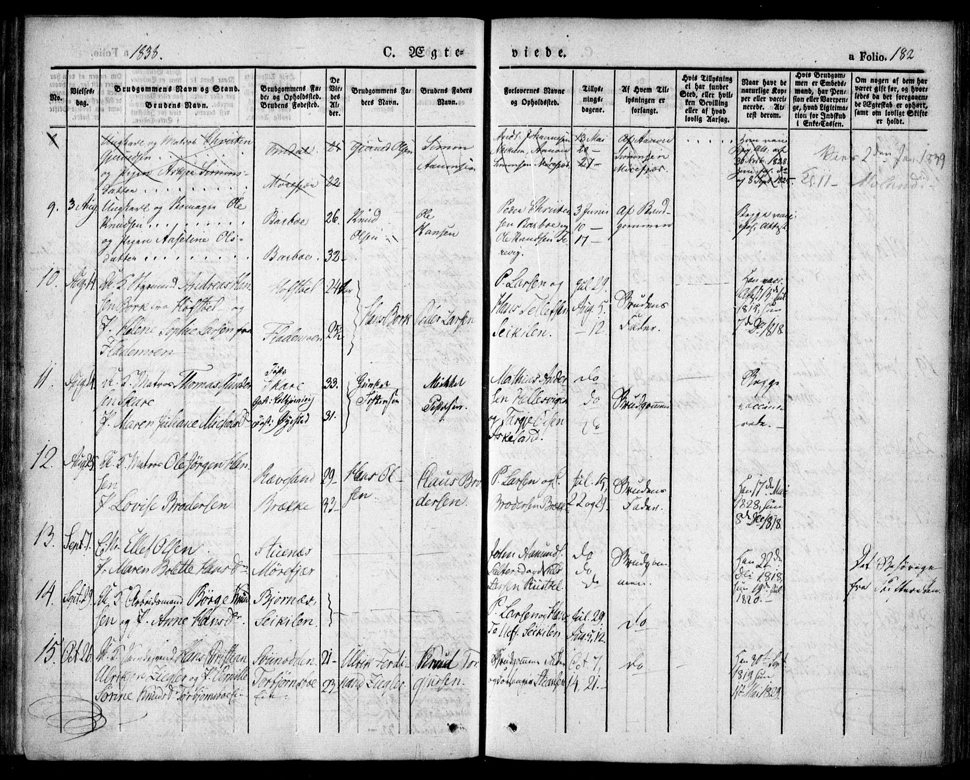 Tromøy sokneprestkontor, AV/SAK-1111-0041/F/Fa/L0004: Parish register (official) no. A 4, 1837-1846, p. 182