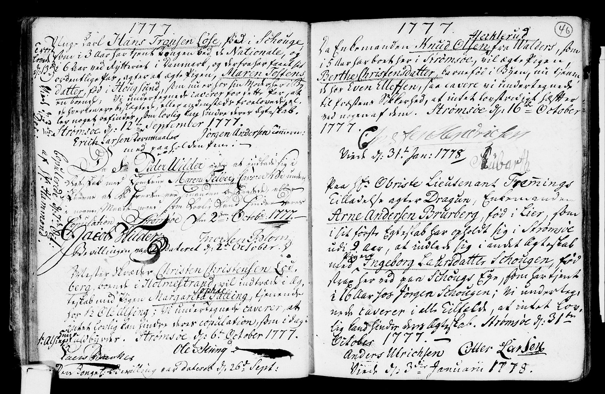 Strømsø kirkebøker, AV/SAKO-A-246/H/Hb/L0001: Best man's statements no. 1, 1752-1815, p. 46